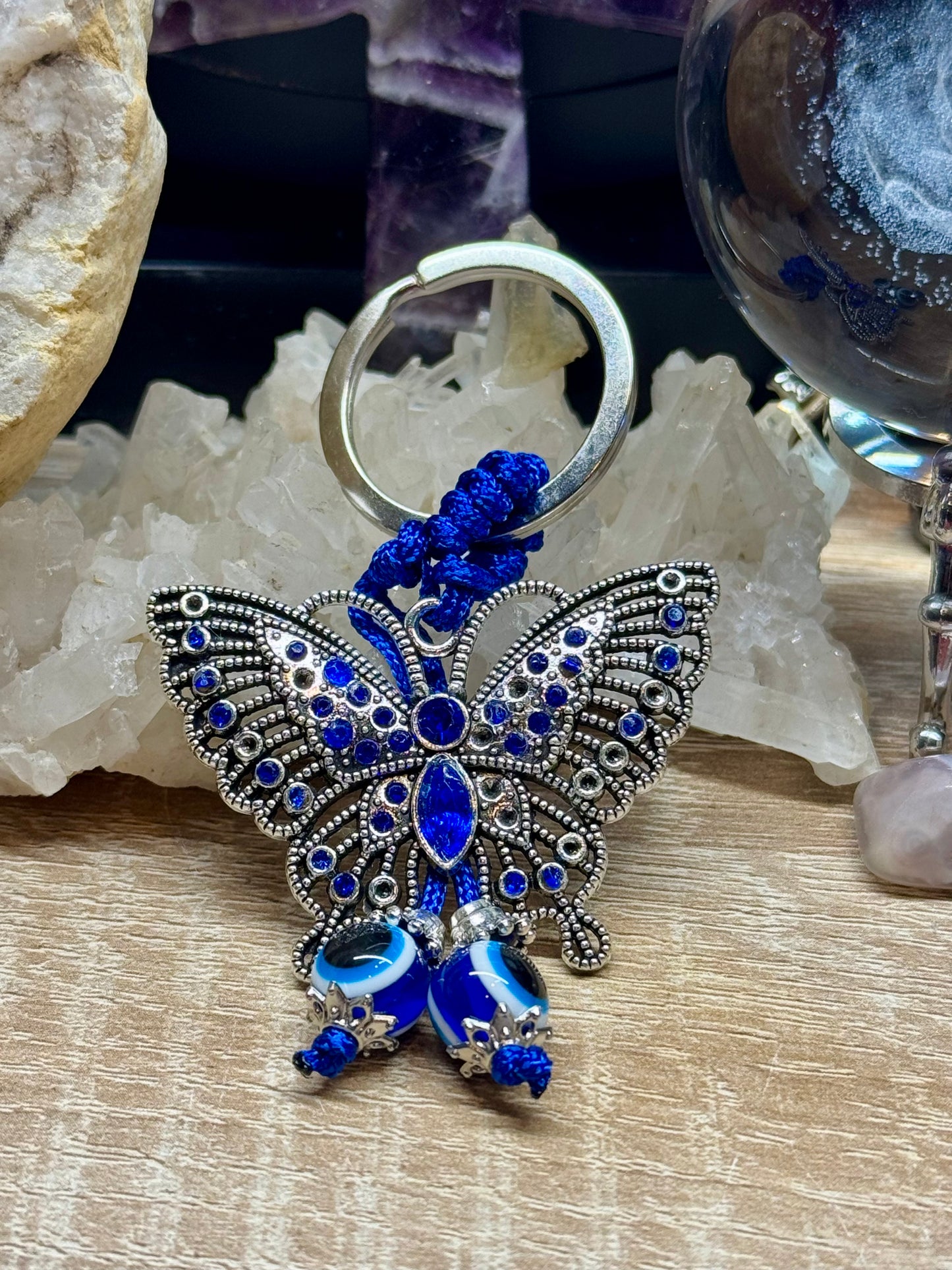 Porte clé Papillon et Oeil de Nazar