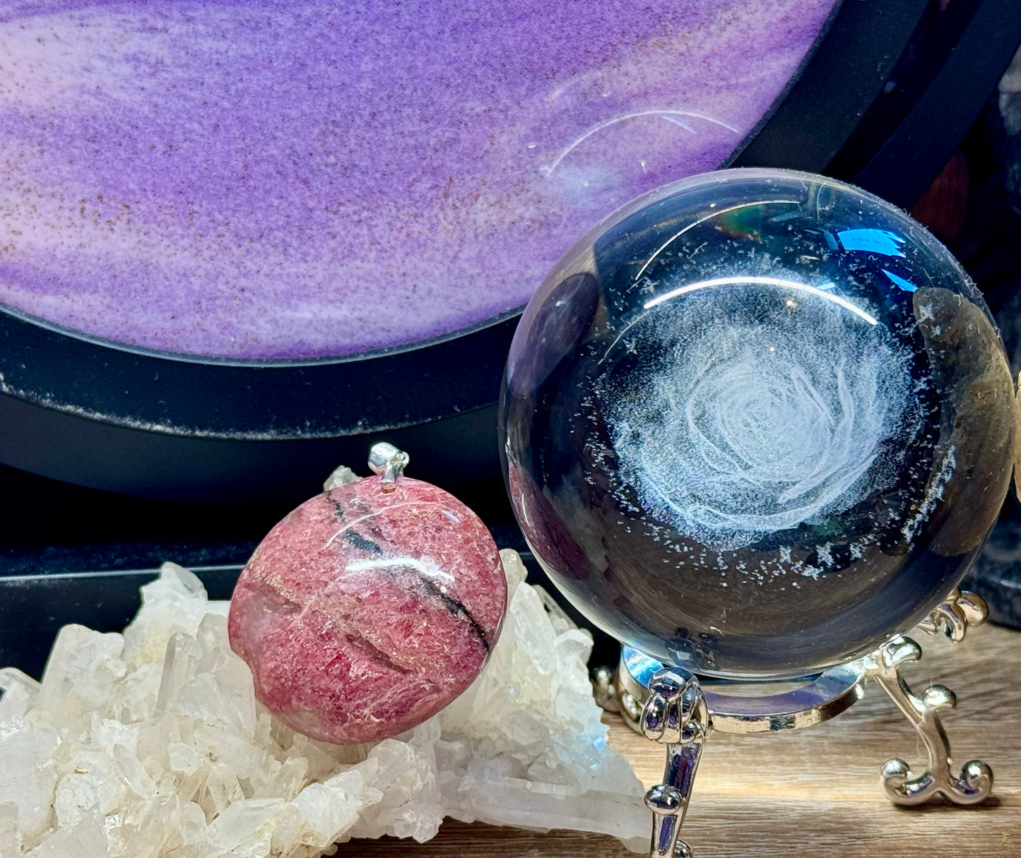 Pendentif Rhodonite ronde