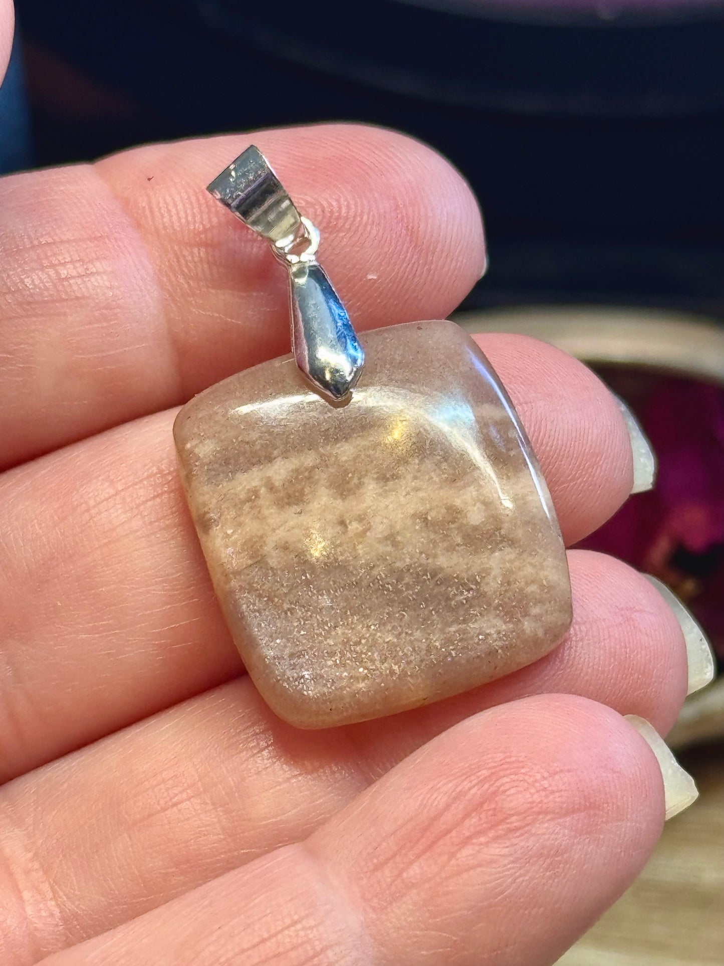 Pendentif de Pierre de lune carré