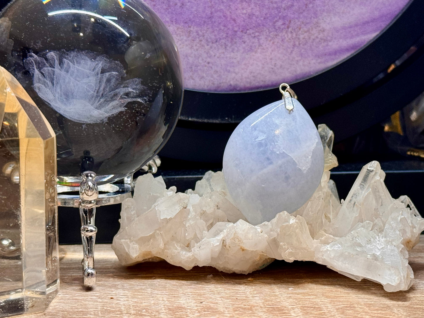 Pendentif de calcite bleue