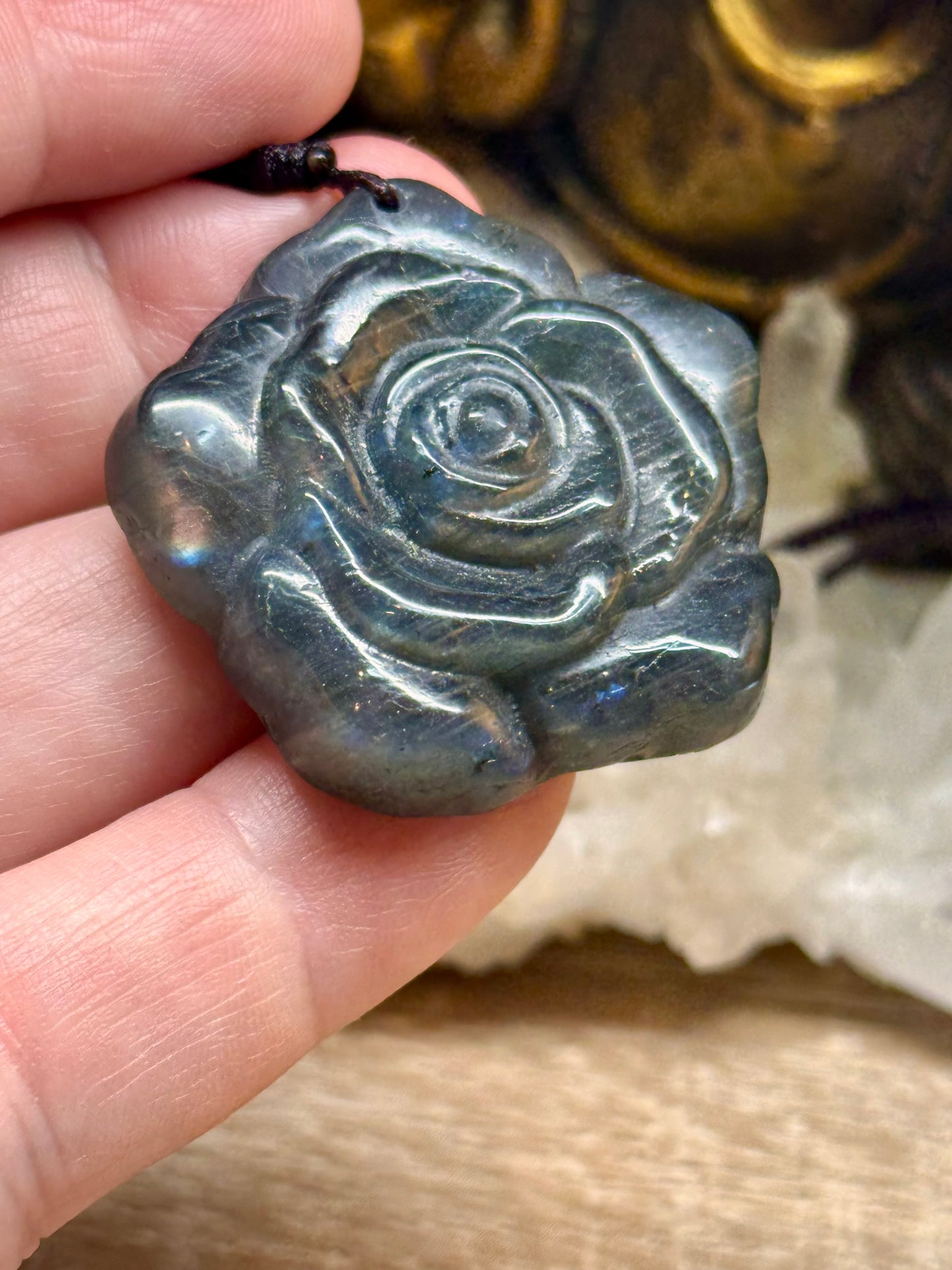 Pendentif rose en Labradorite - 2