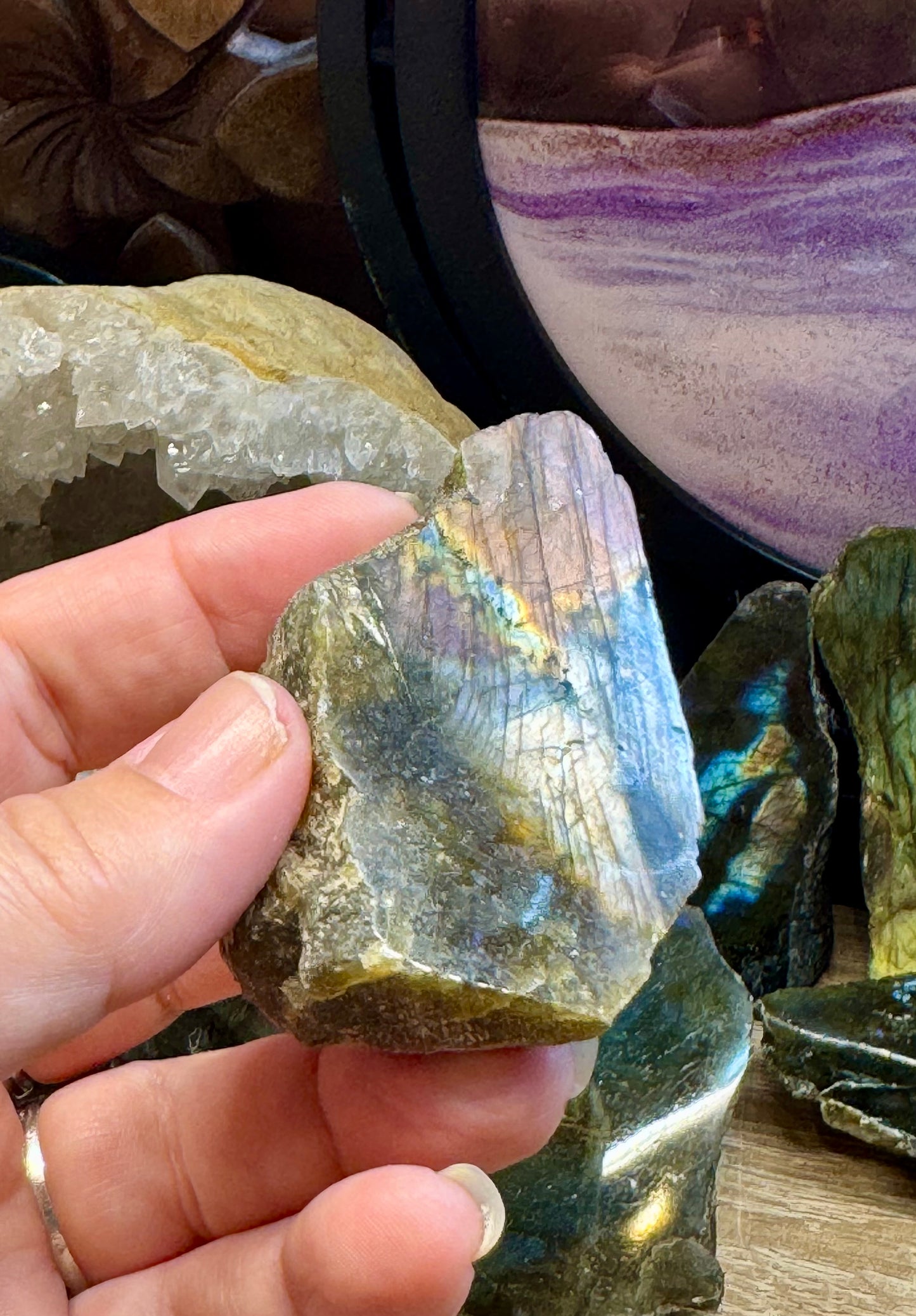 Labradorite une face polie
