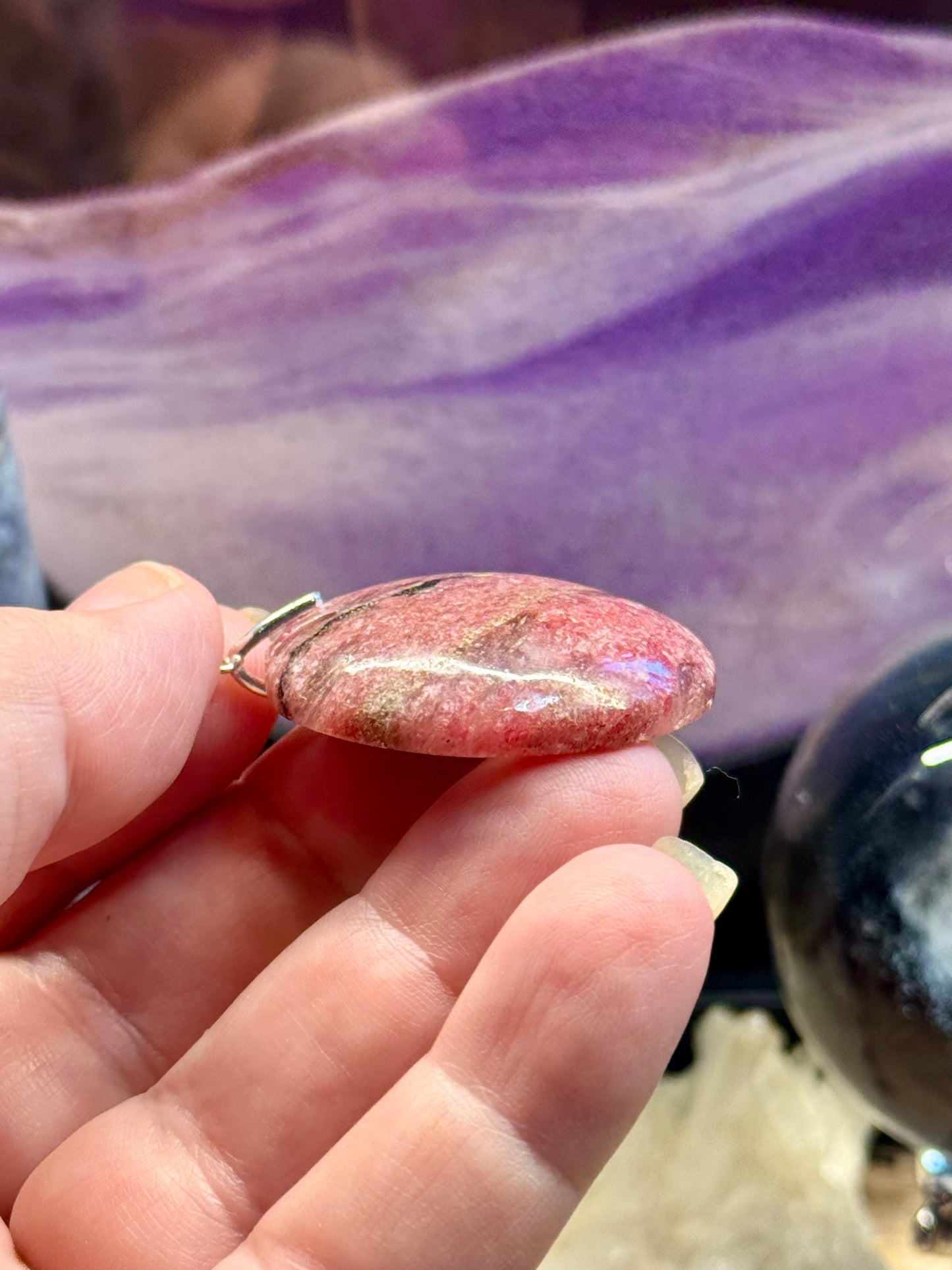 Pendentif Rhodonite ronde