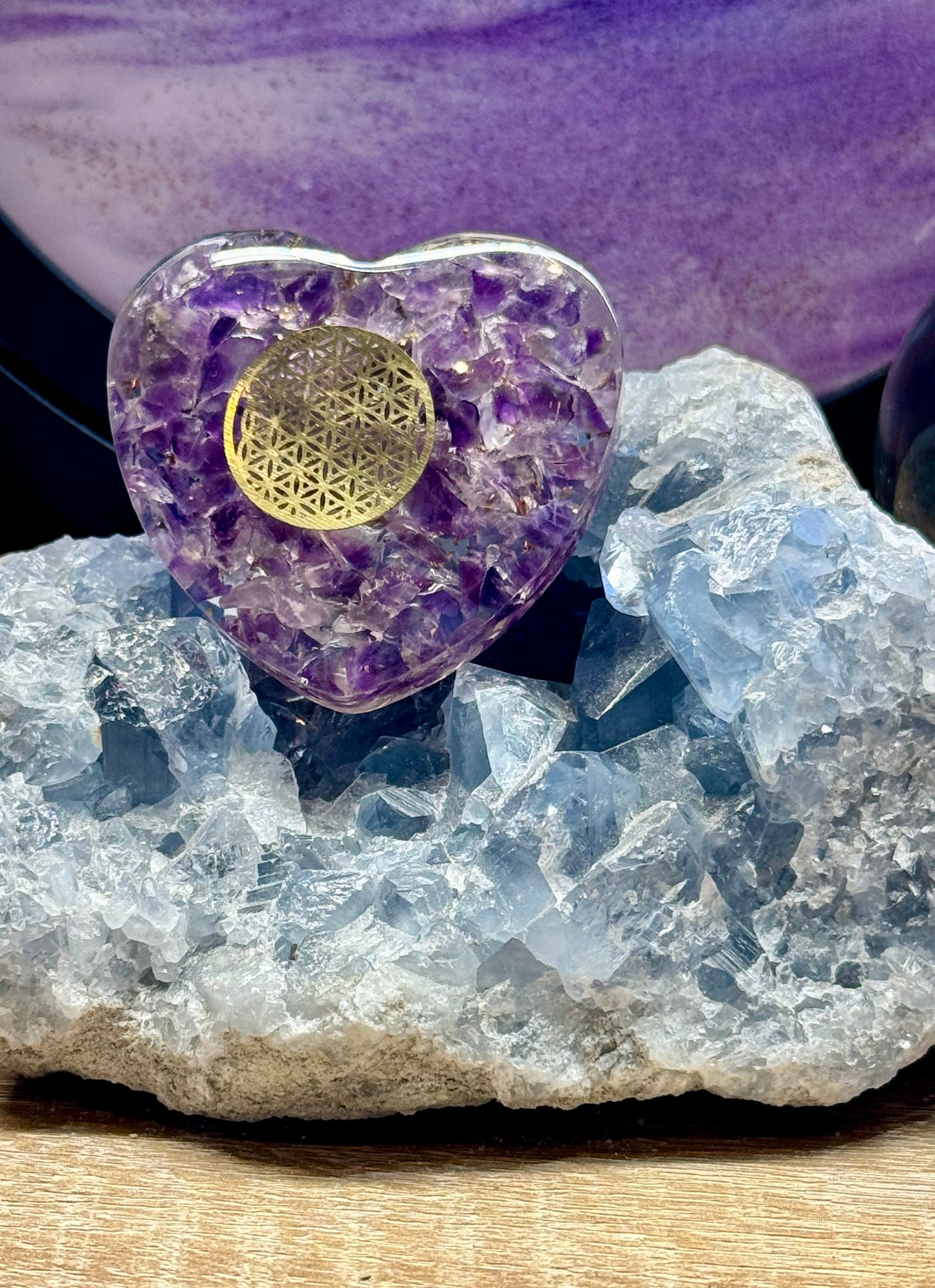 Orgonite d’Améthyste en Cœur