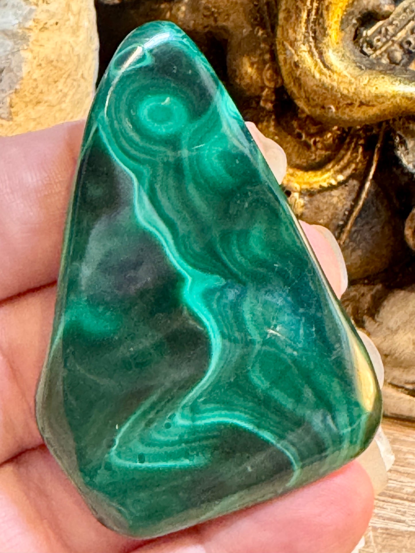 Plaque polie de malachite