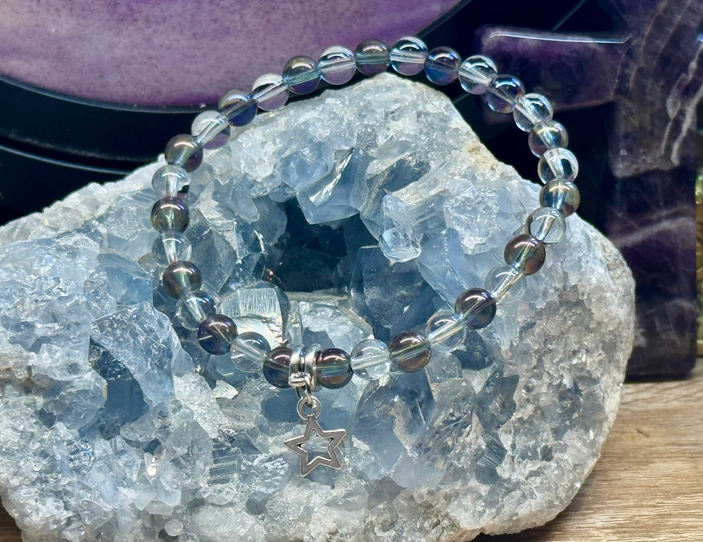 Bracelet d’Aqua Aura et Cristal de roche