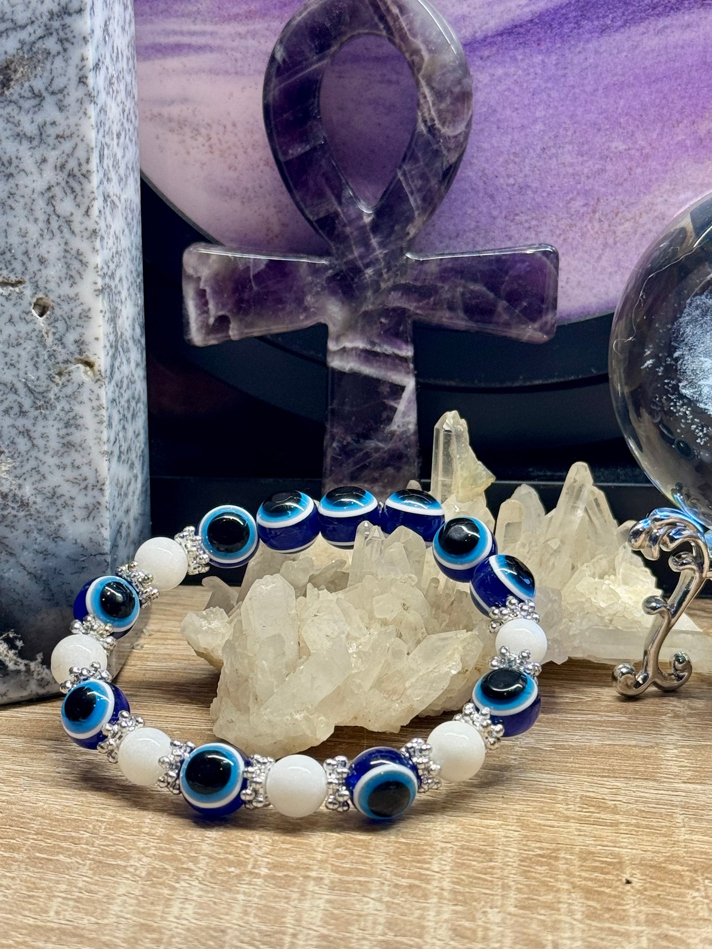 Bracelet de protection Oeil Grec et Quartzite