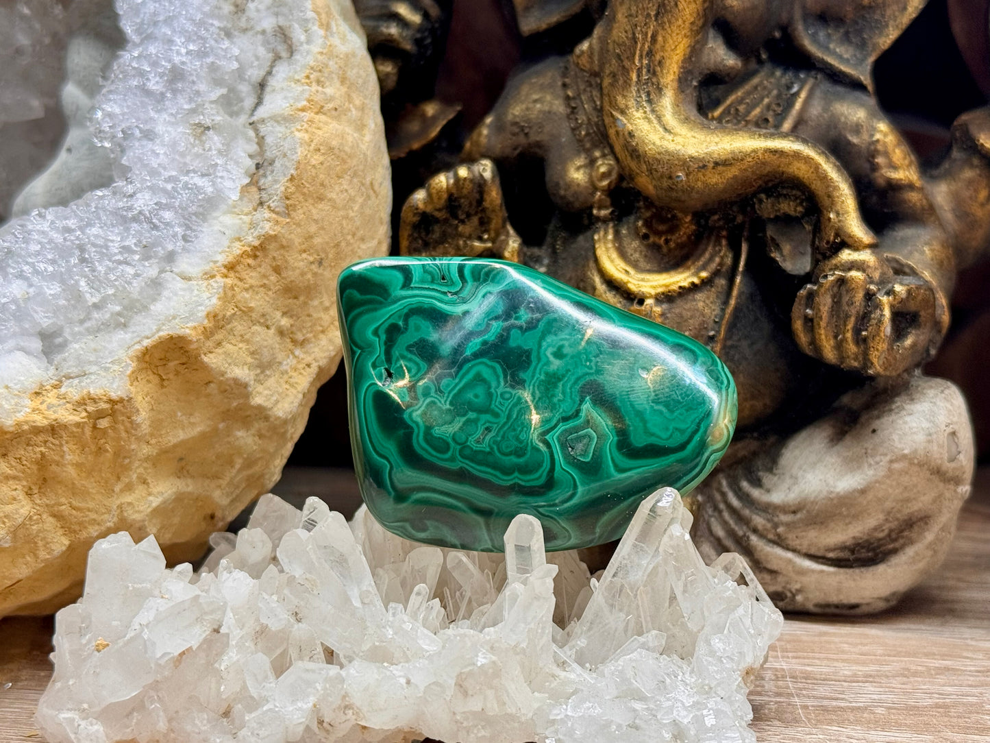 Plaque polie de malachite