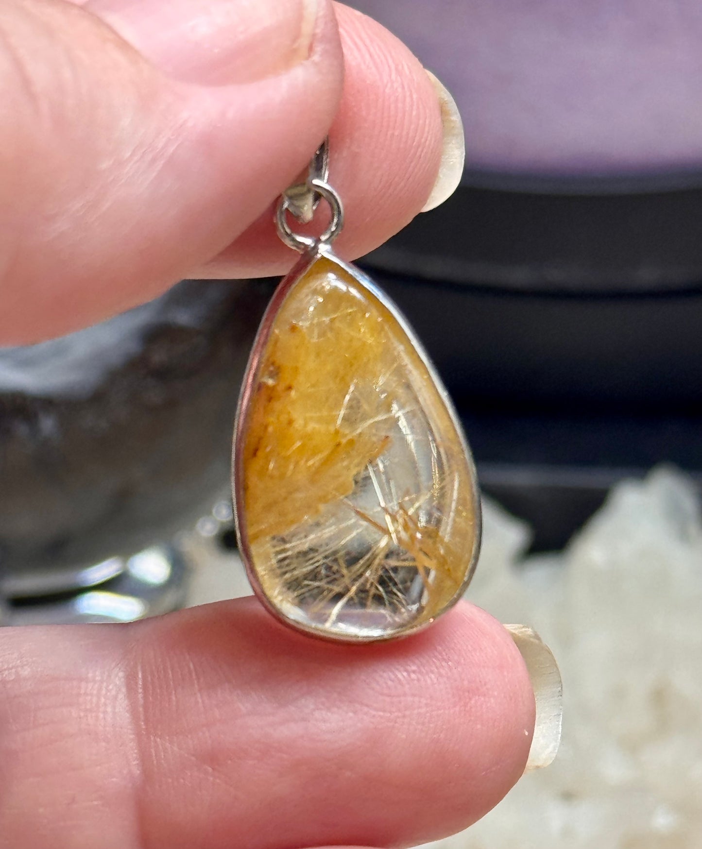 Pendentif cerclé de Quartz Rutile 2