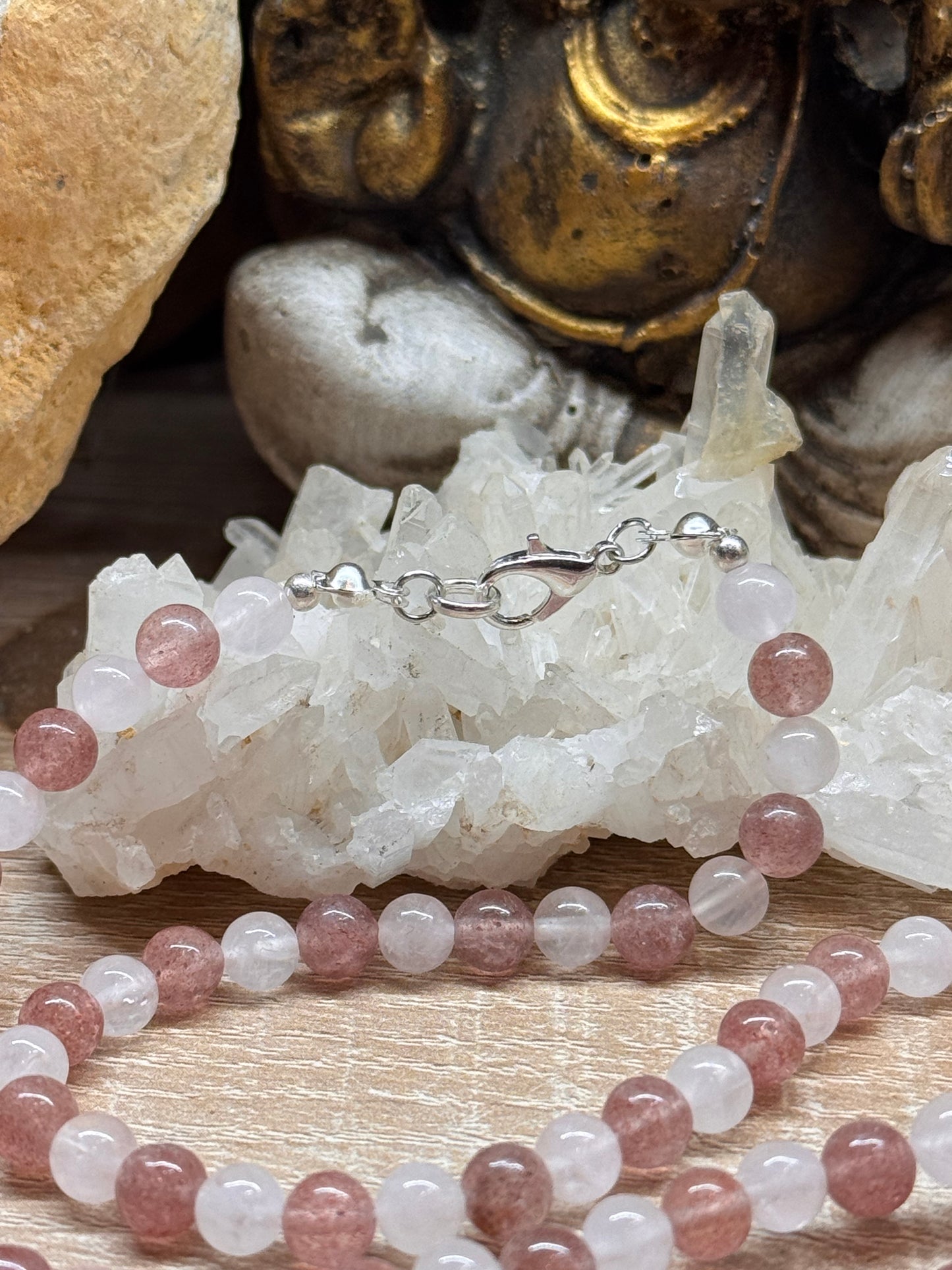 Collier Quartz Rose et Quartz Fraise