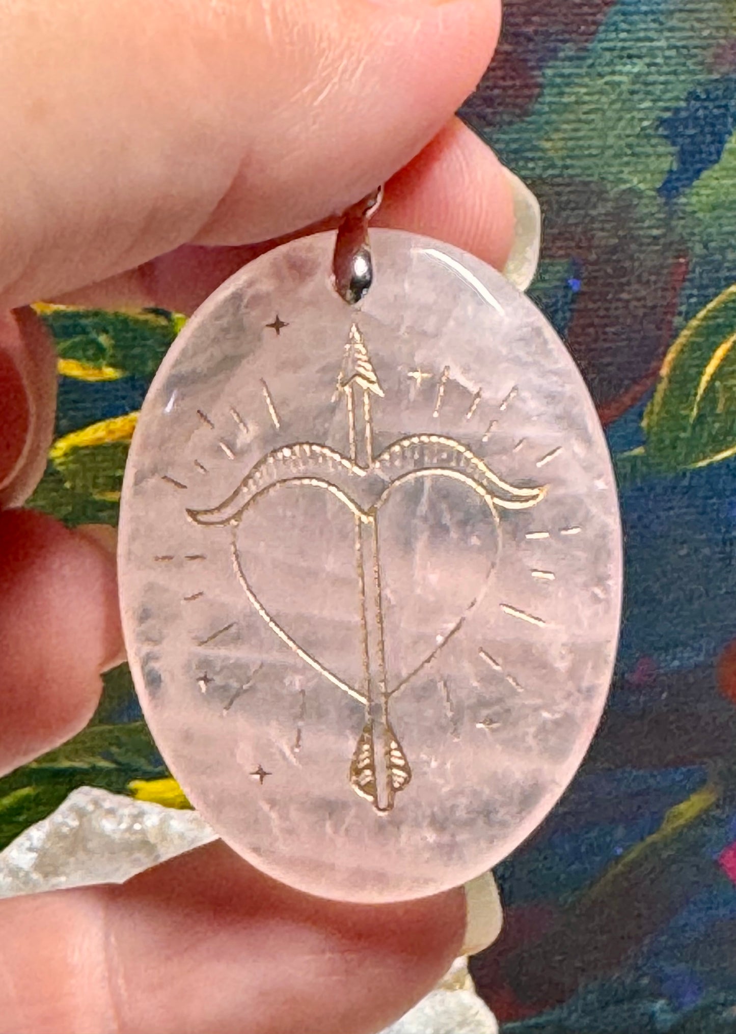 Pendentif de quartz rose