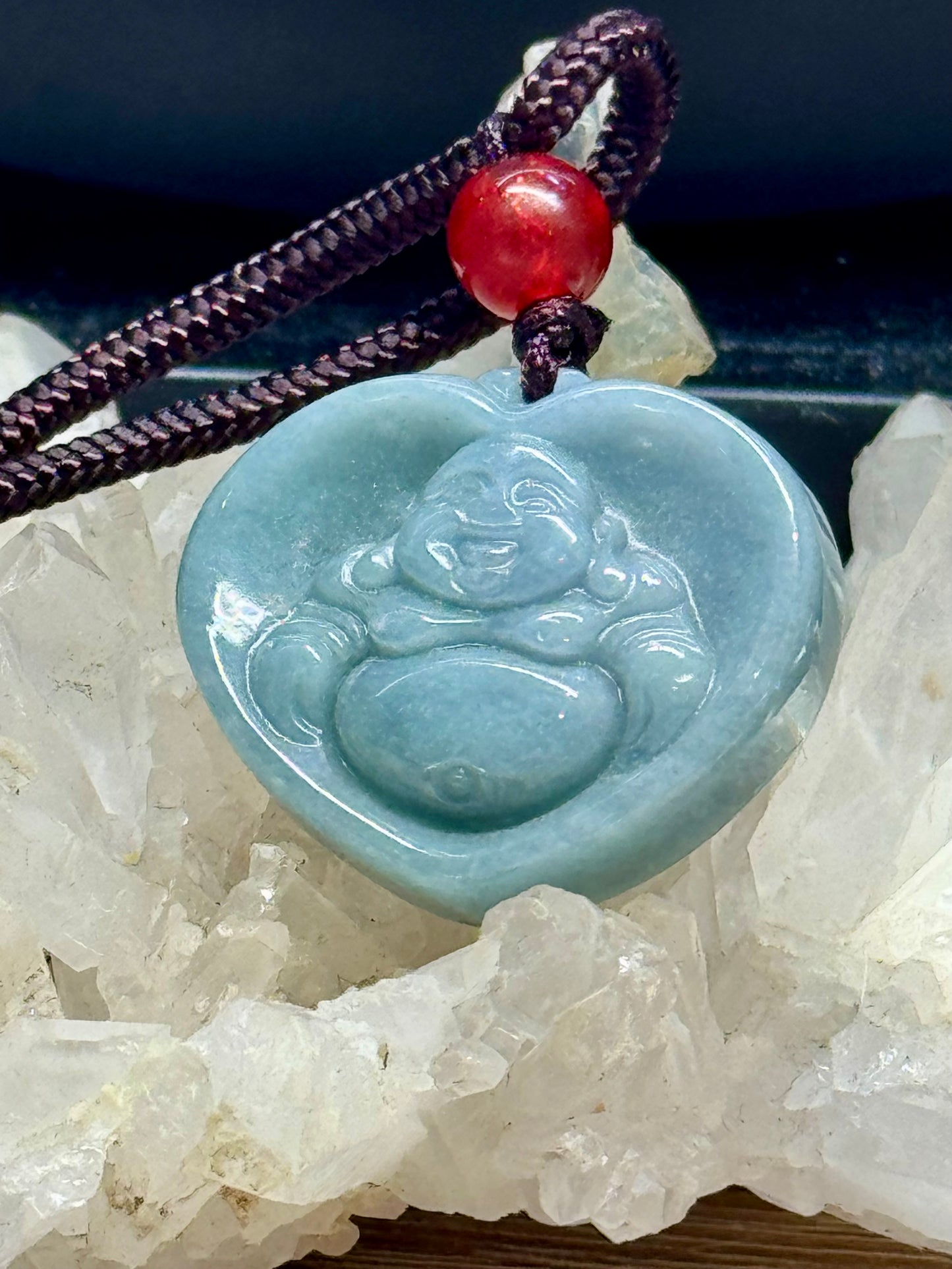 Collier de Jade Bouddha Rieur en cœur