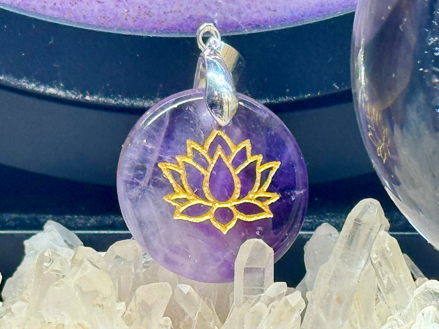 Pendentif Améthyste - Fleur de Lotus 1
