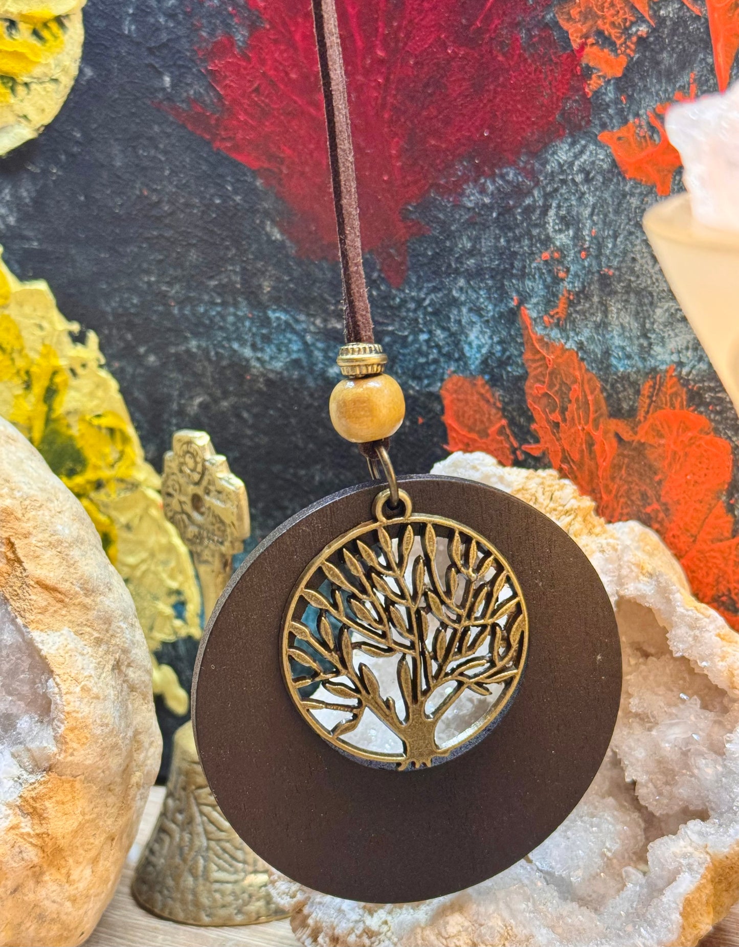 Collier long bois Arbre de vie