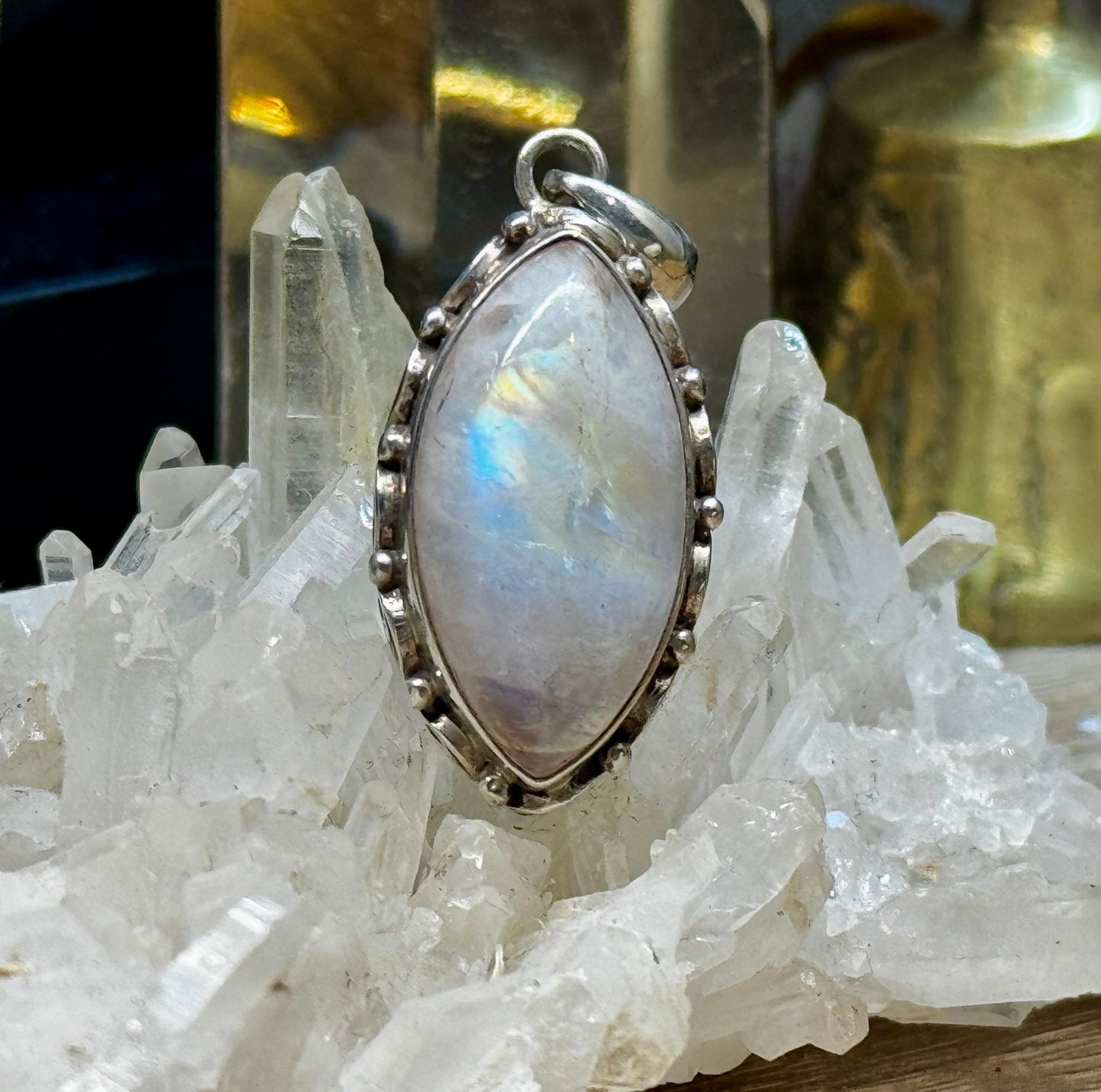 Pendentif de Pierre de Lune Arc-en-ciel