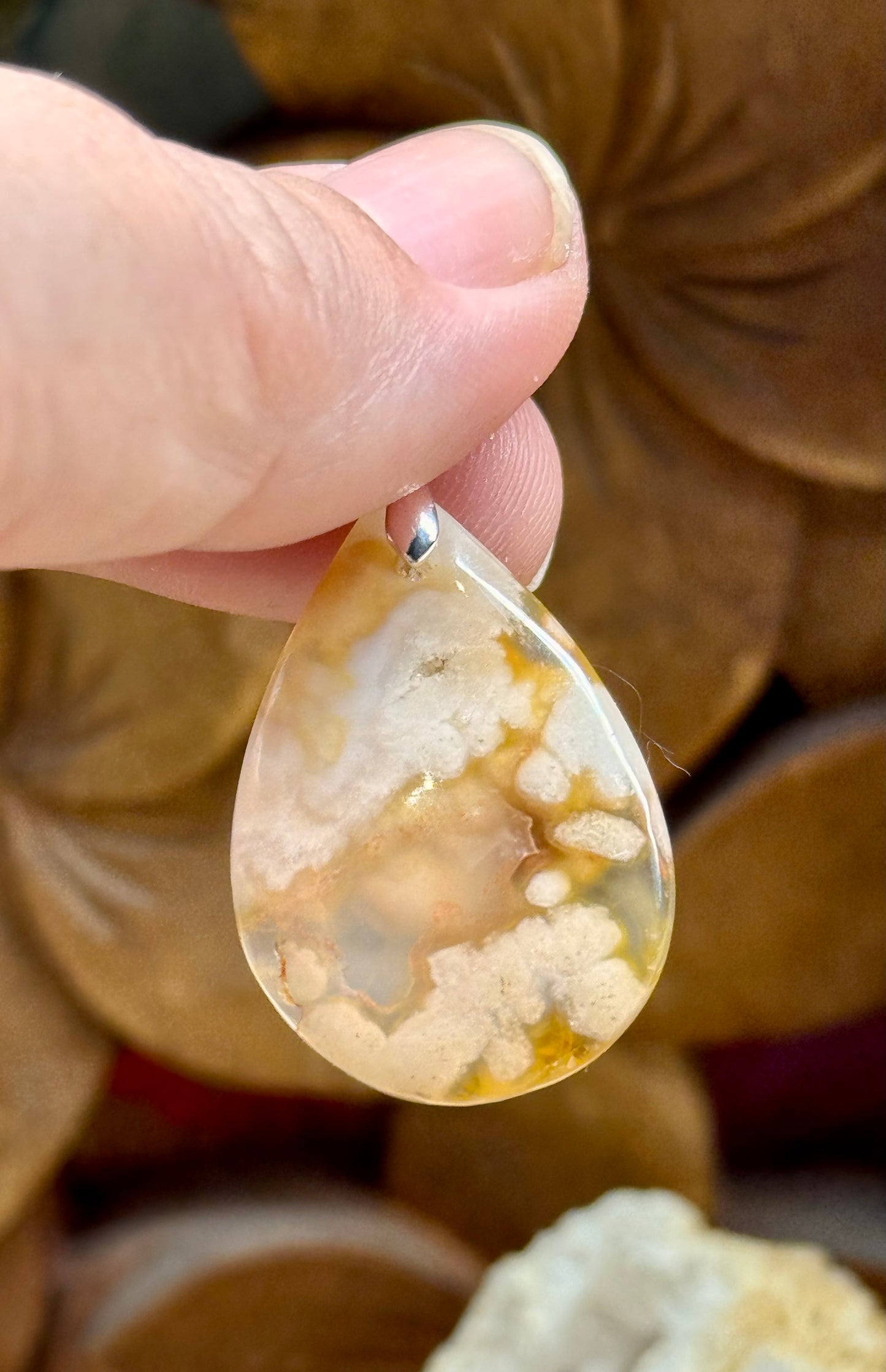 Pendentif goutte d’agate cerise