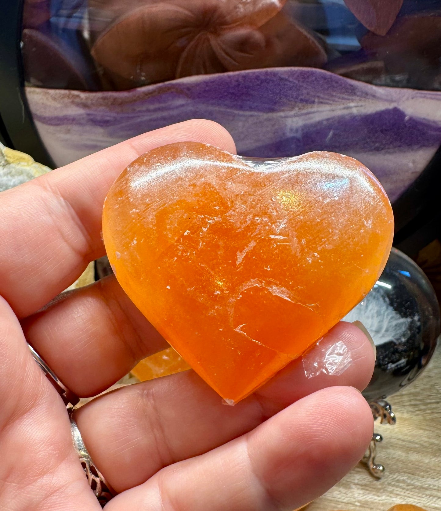 Cœurs de sélénite orange