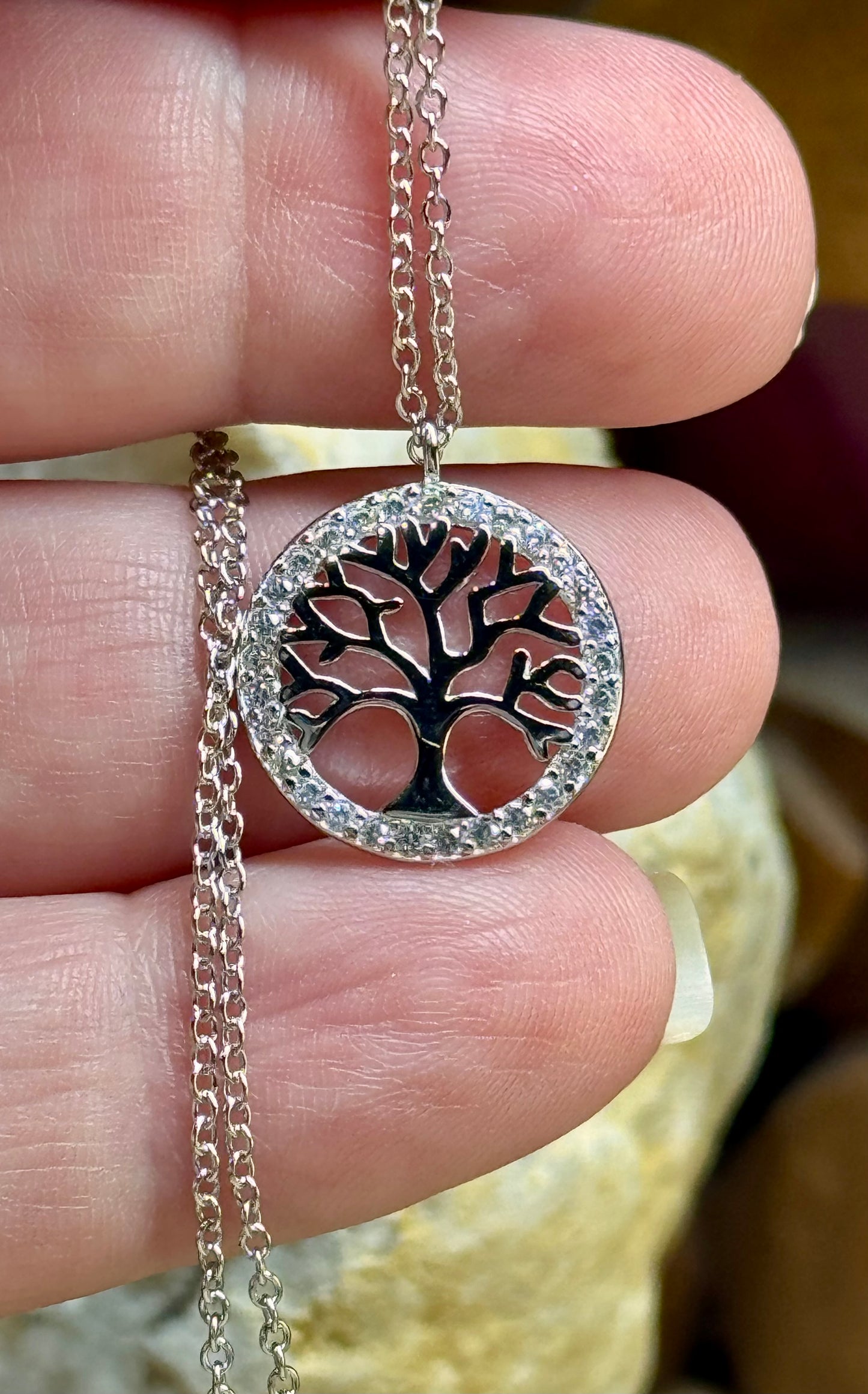 Pendentif arbre de vie en argent et zircon