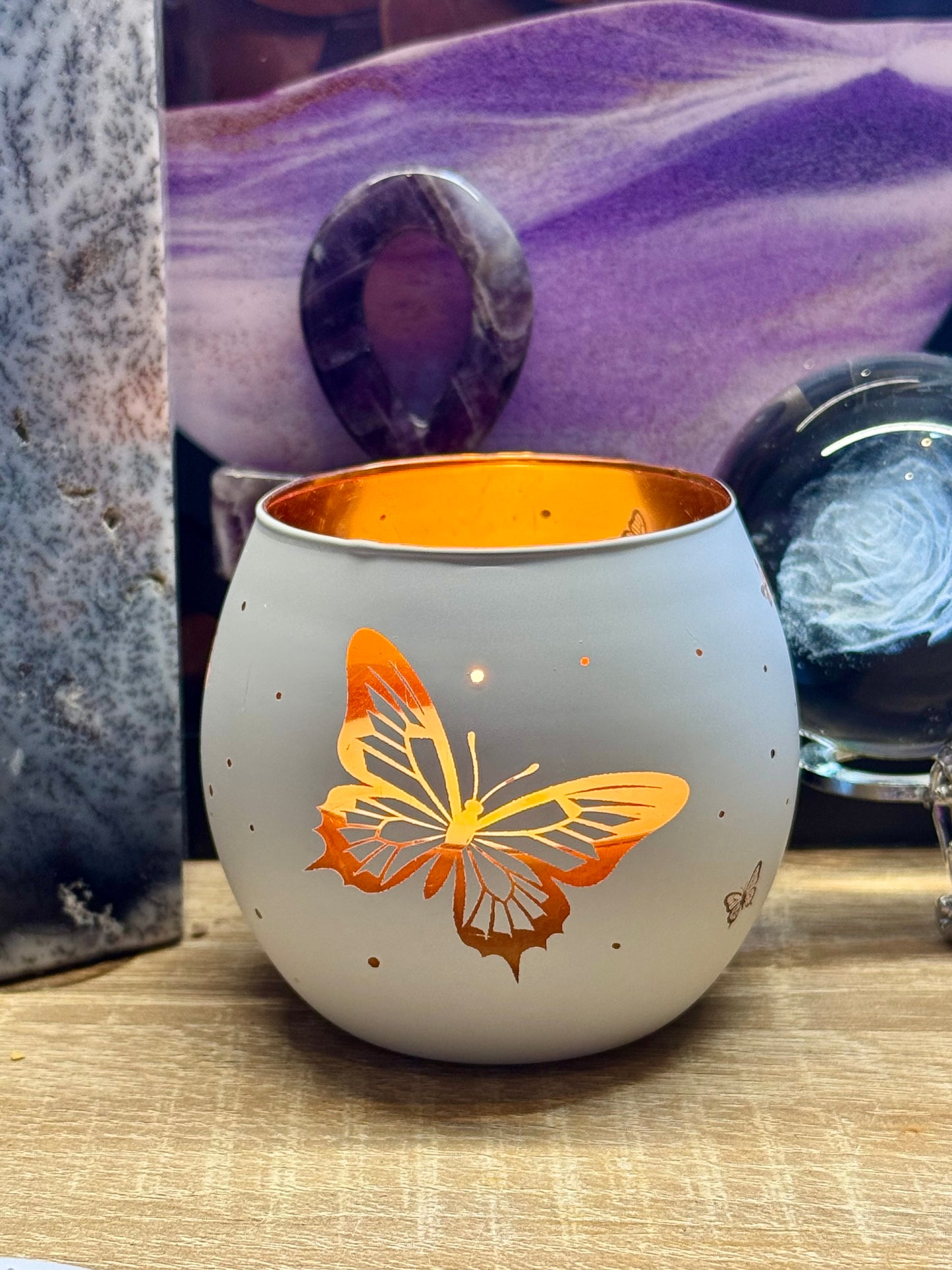 Bougeoir Papillon en verre
