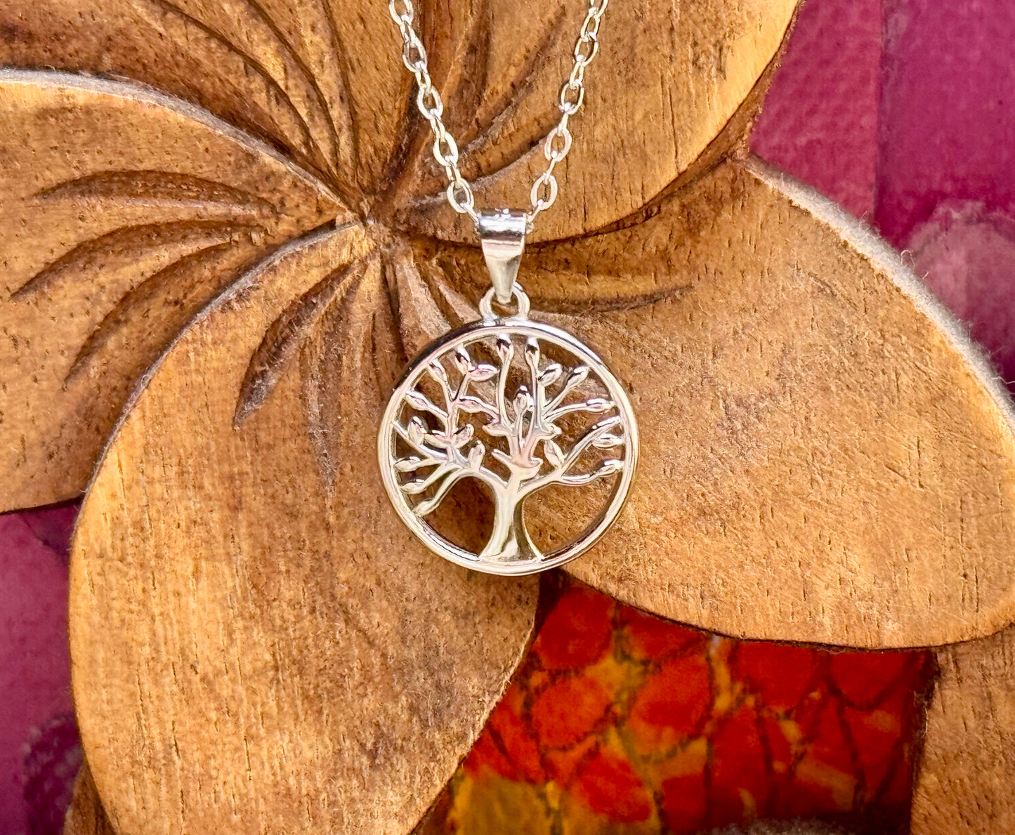 Collier double en argent et arbre de vie