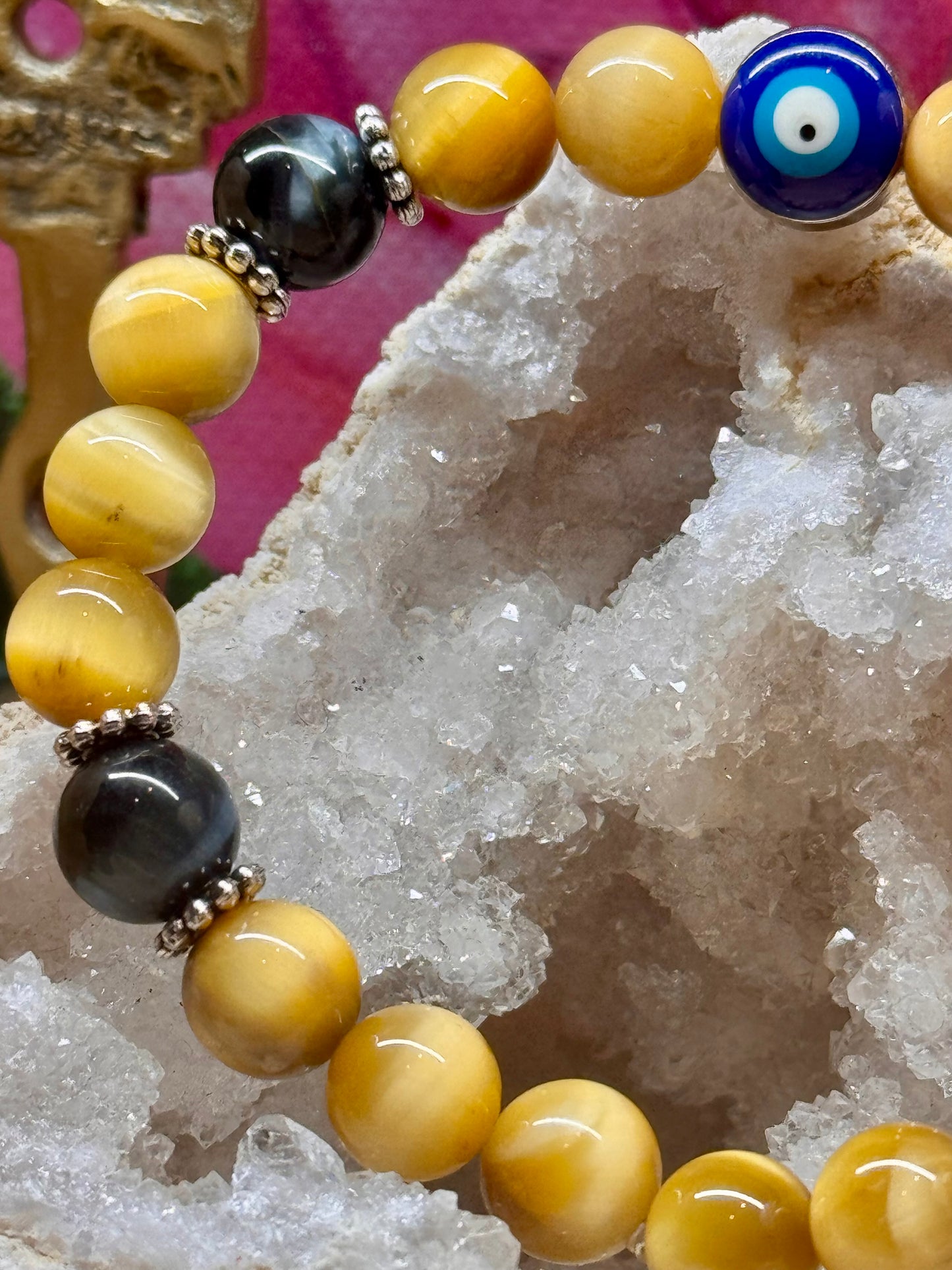 Bracelet de protection œil de tigre et œil de faucon