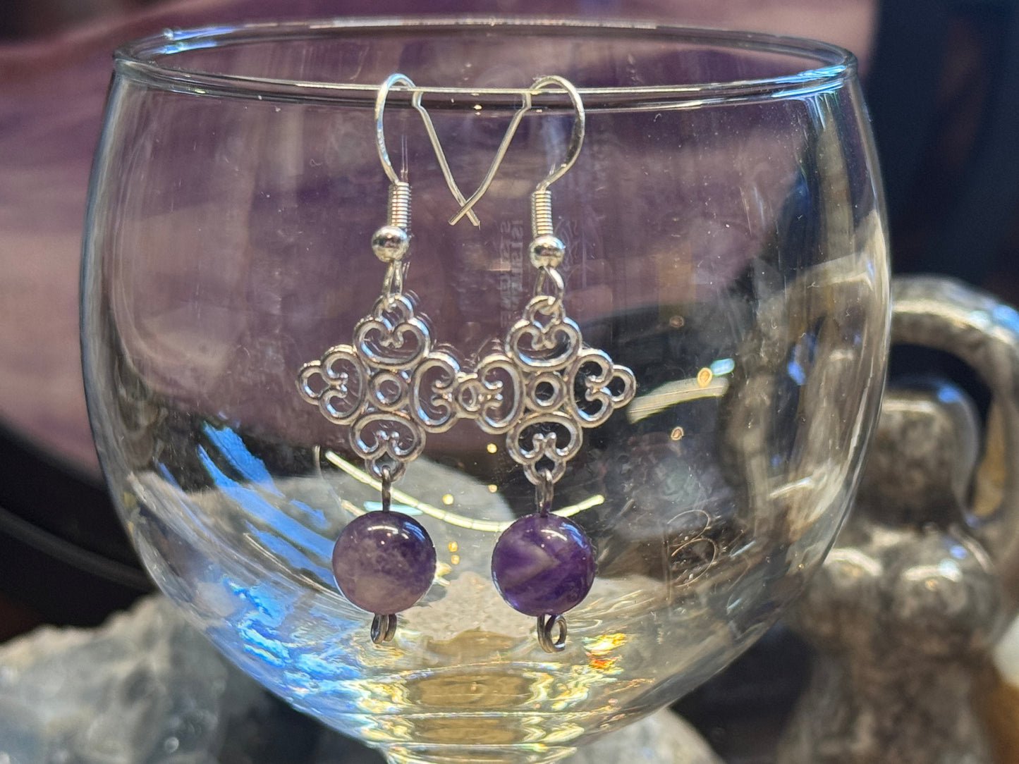 Boucles d’oreilles fantaisie Améthyste