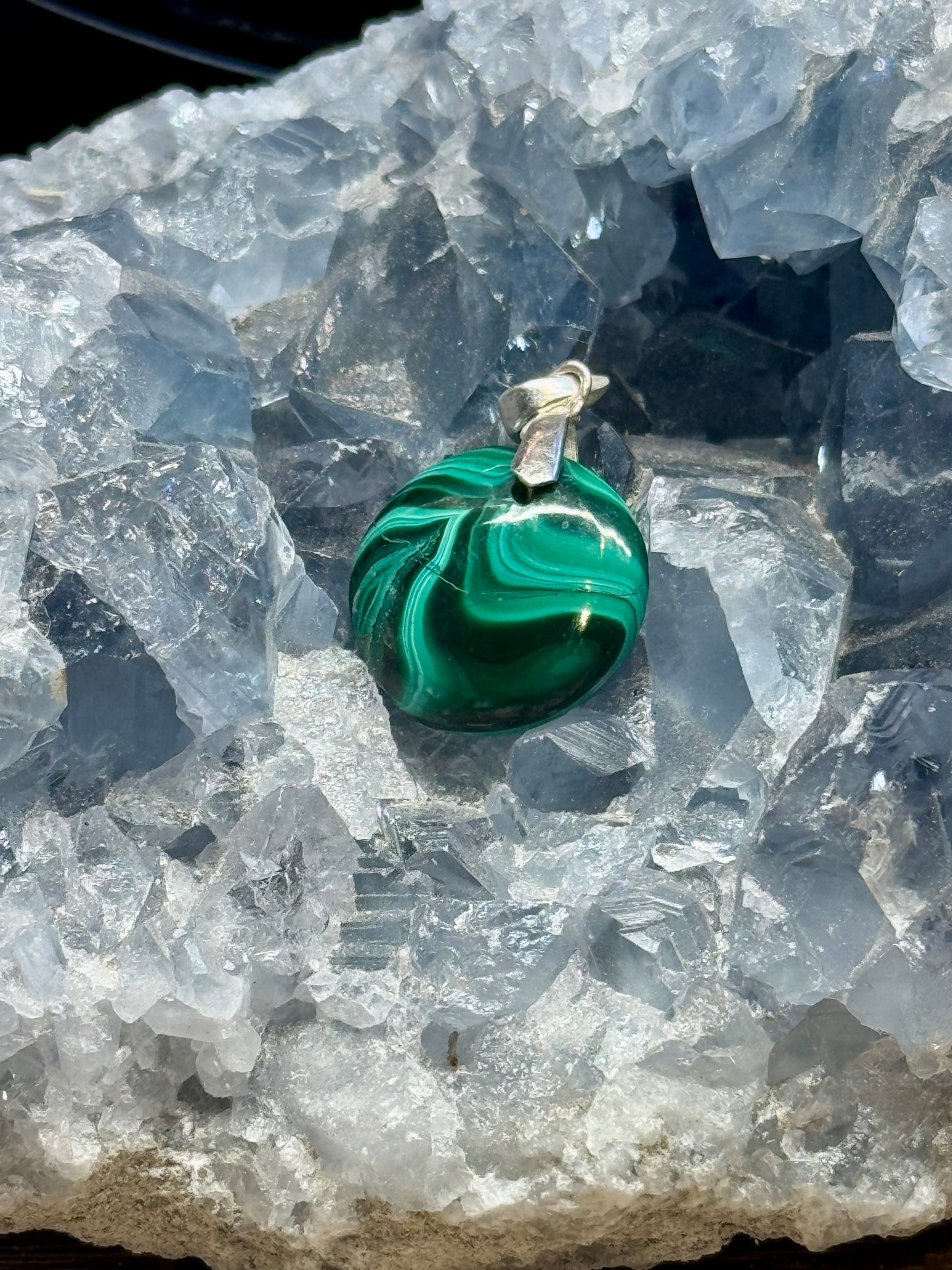 Pendentif de Malachite rond