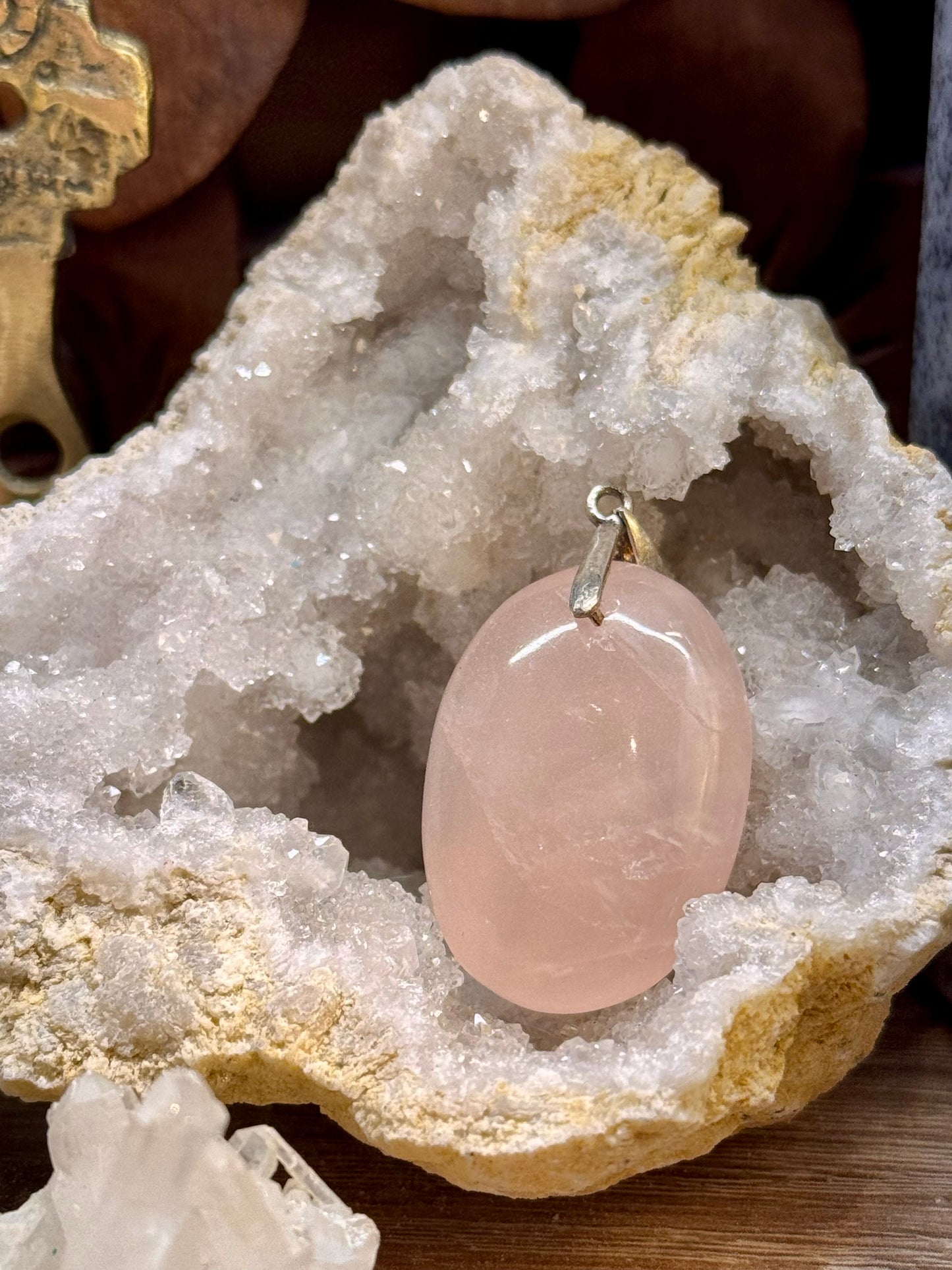 Pendentif de quartz rose