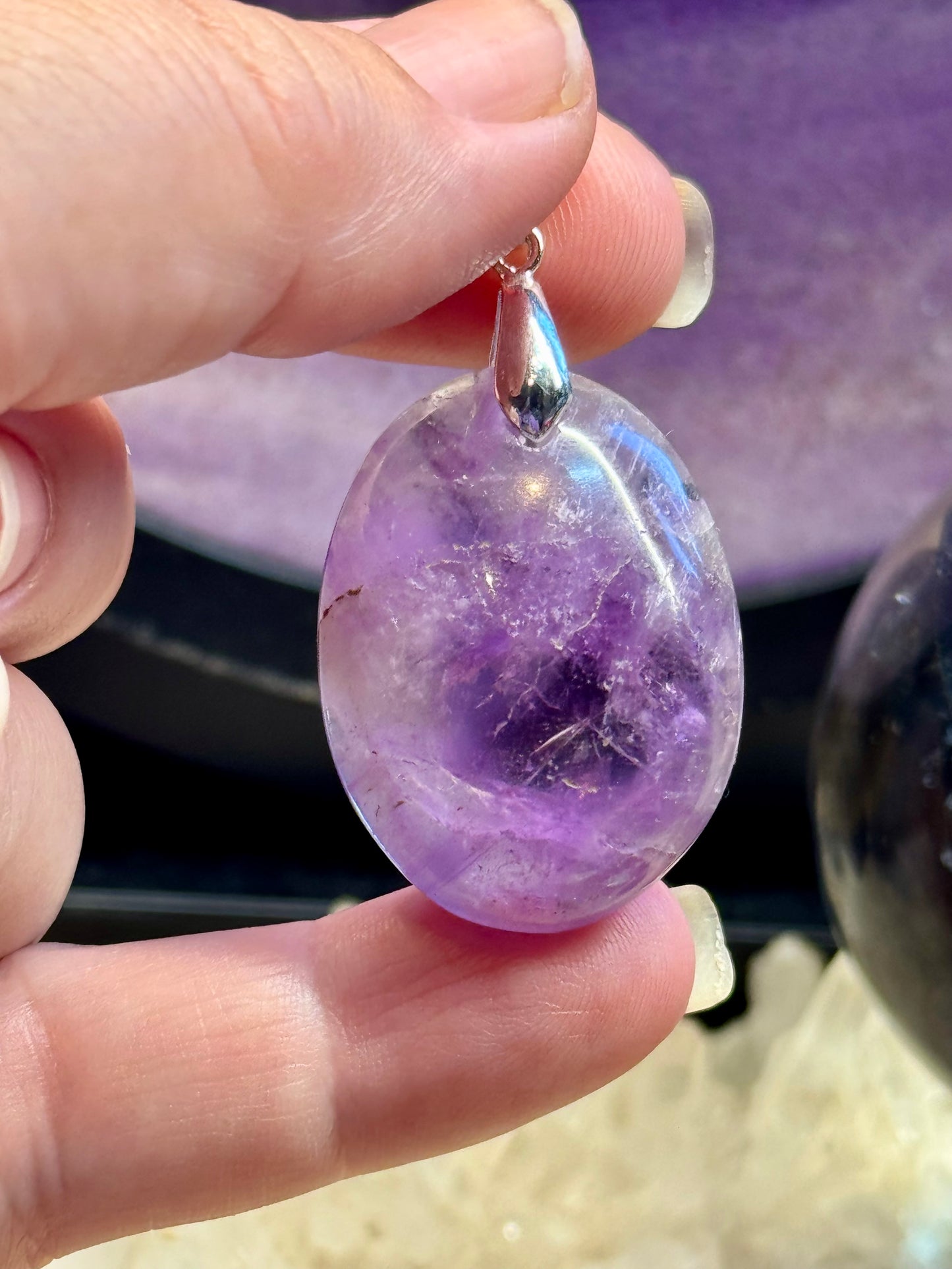 Pendentif en Améthyste ovale