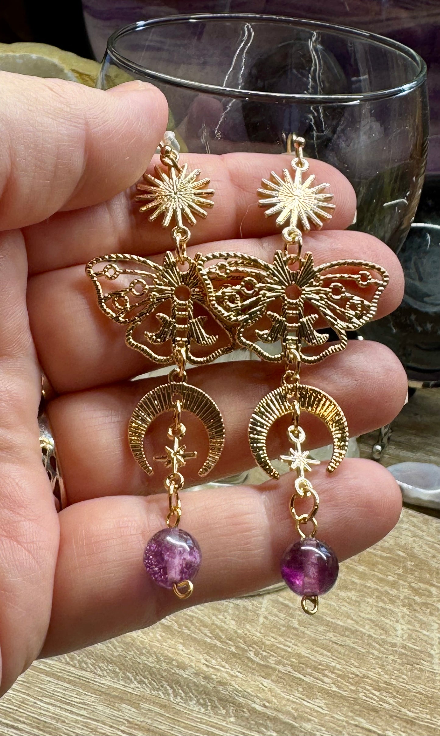 Boucles d’oreilles dorées Fluorine