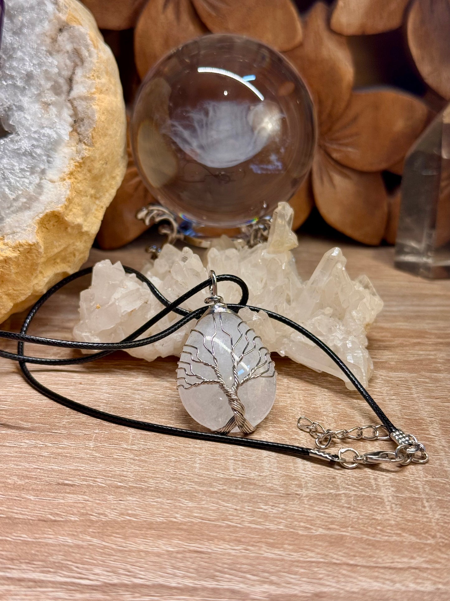 Pendentif en cristal de roche - montage acier