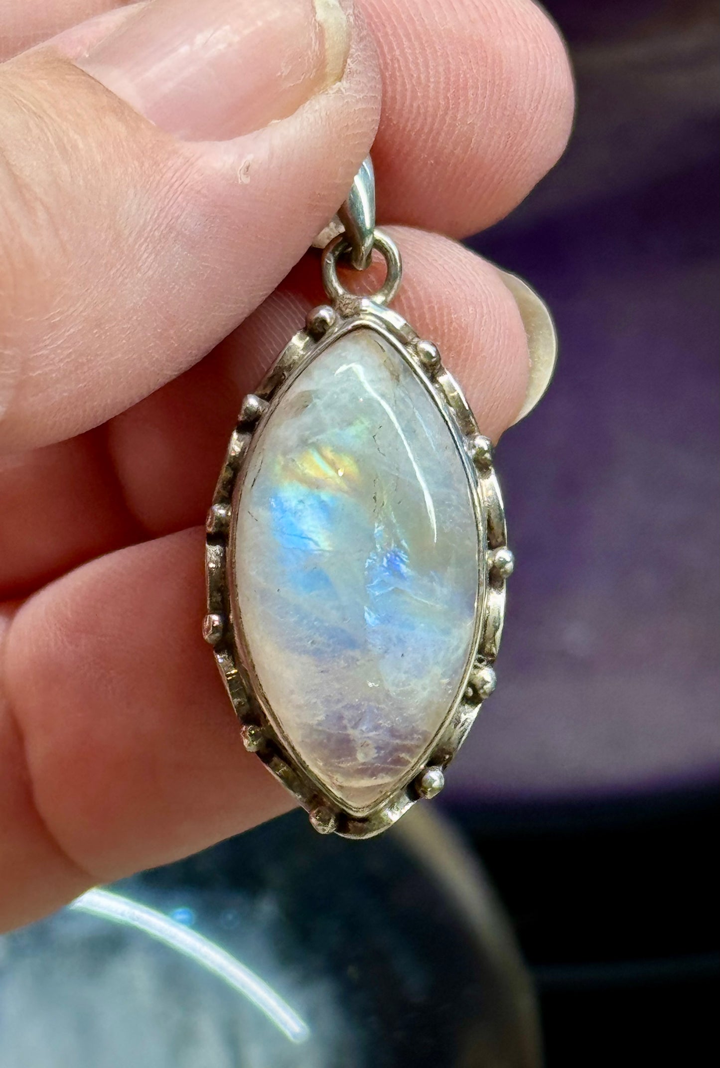 Pendentif de Pierre de Lune Arc-en-ciel