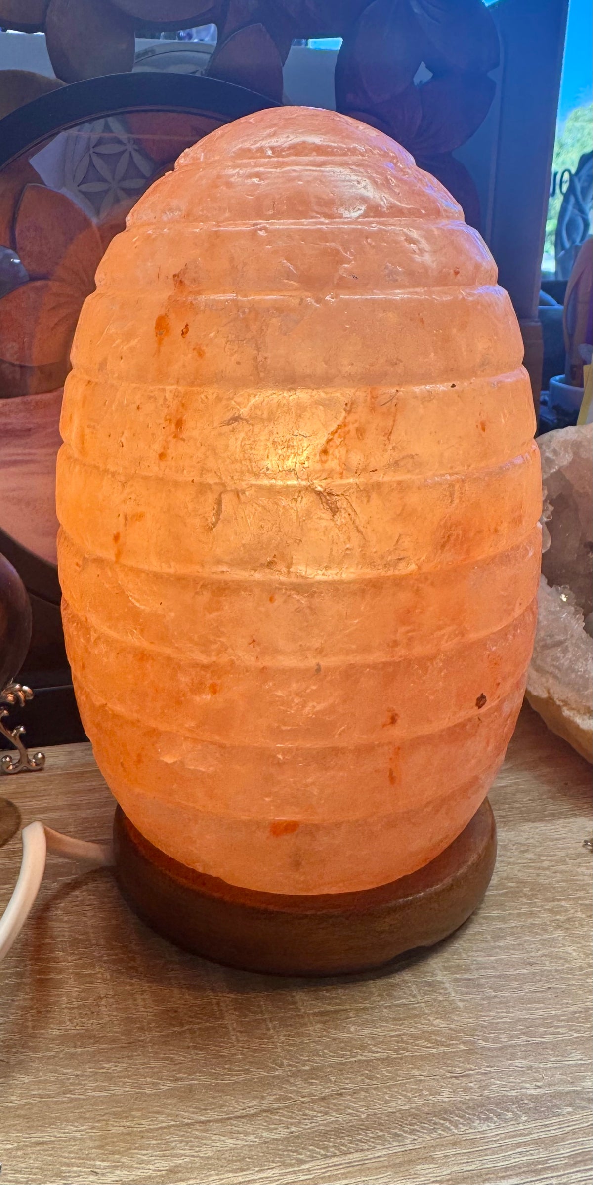 Lampe de sel en forme d’œuf strié
