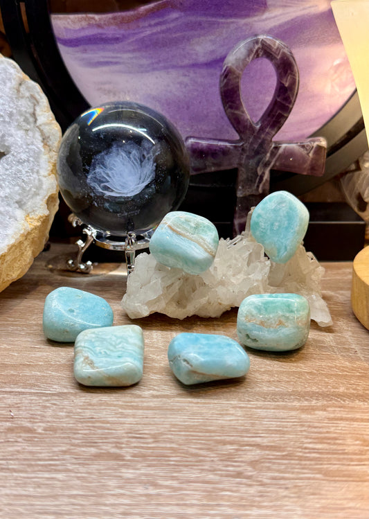 Pierre roulée d’Aragonite Bleue