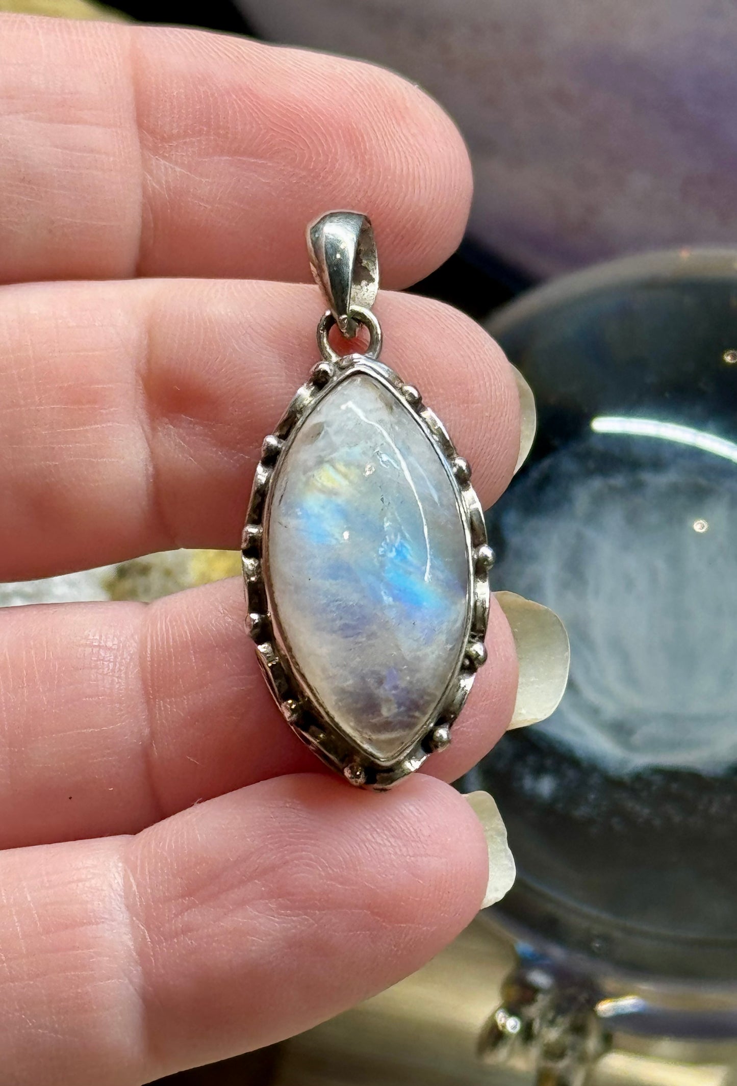 Pendentif de Pierre de Lune Arc-en-ciel