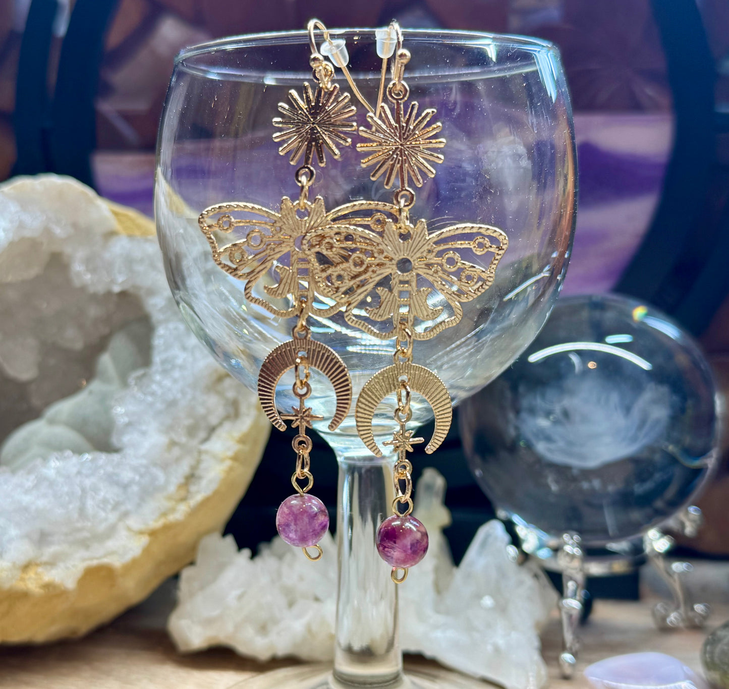 Boucles d’oreilles dorées Fluorine