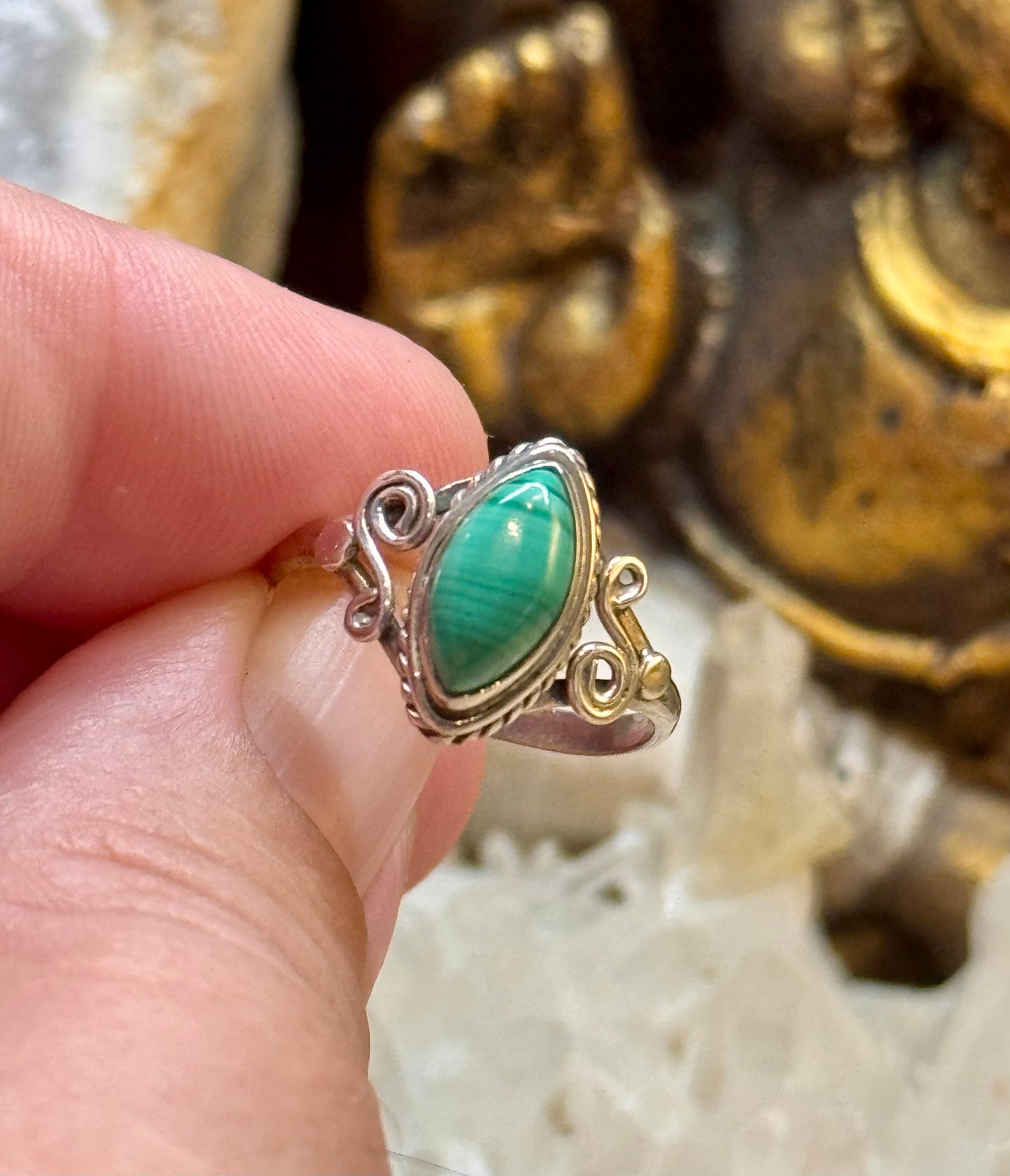 Bague en argent 925 et malachite