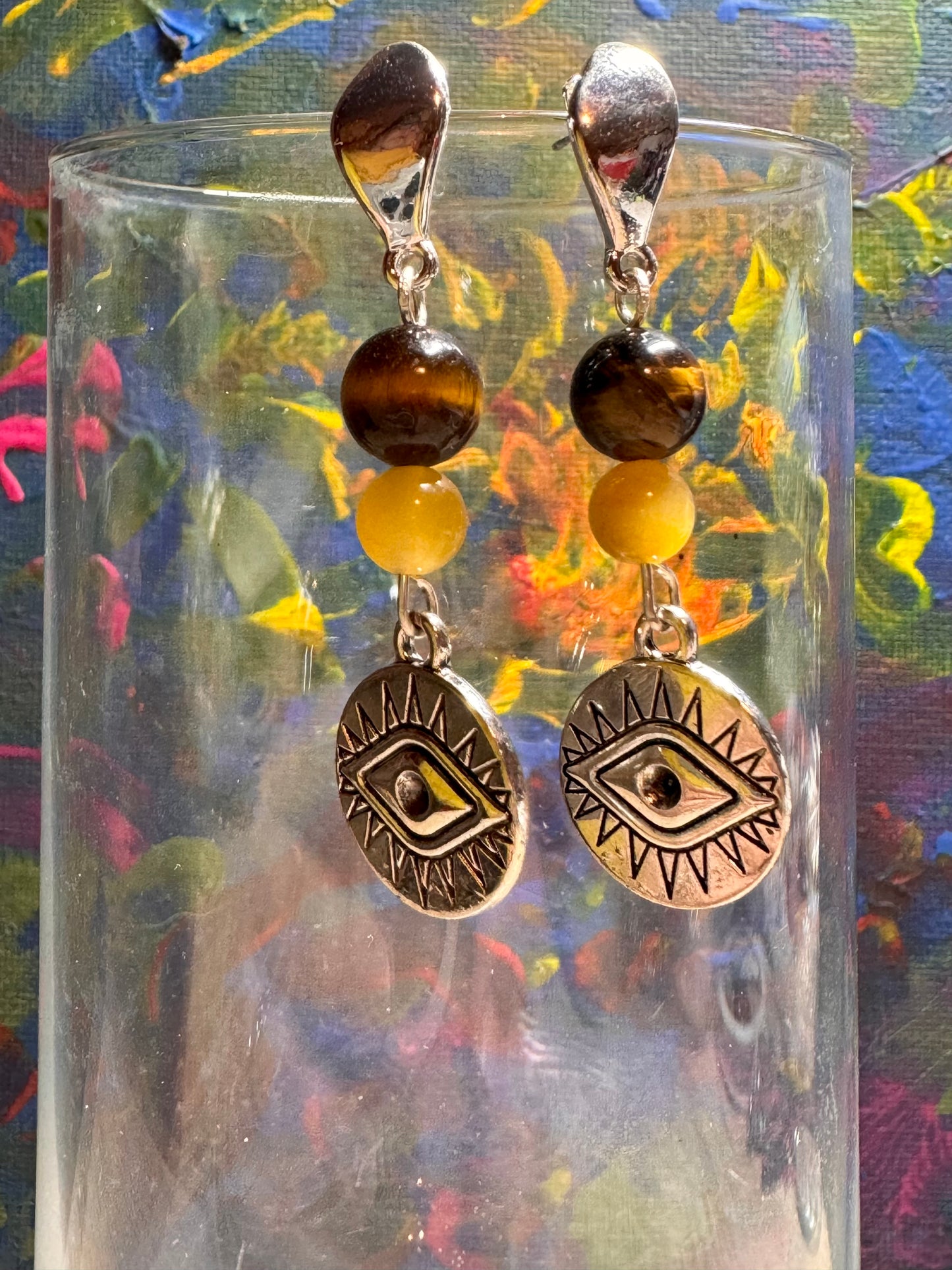 Boucles d’oreilles protection en argent et œil de tigre