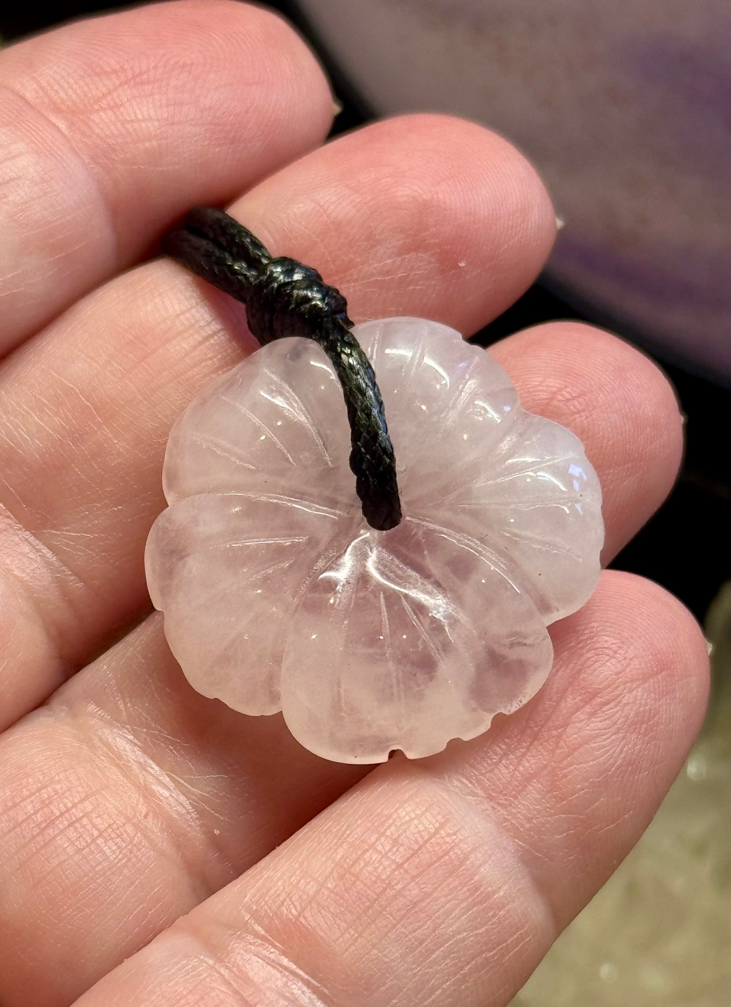 Pendentif Fleur de Quartz Rose
