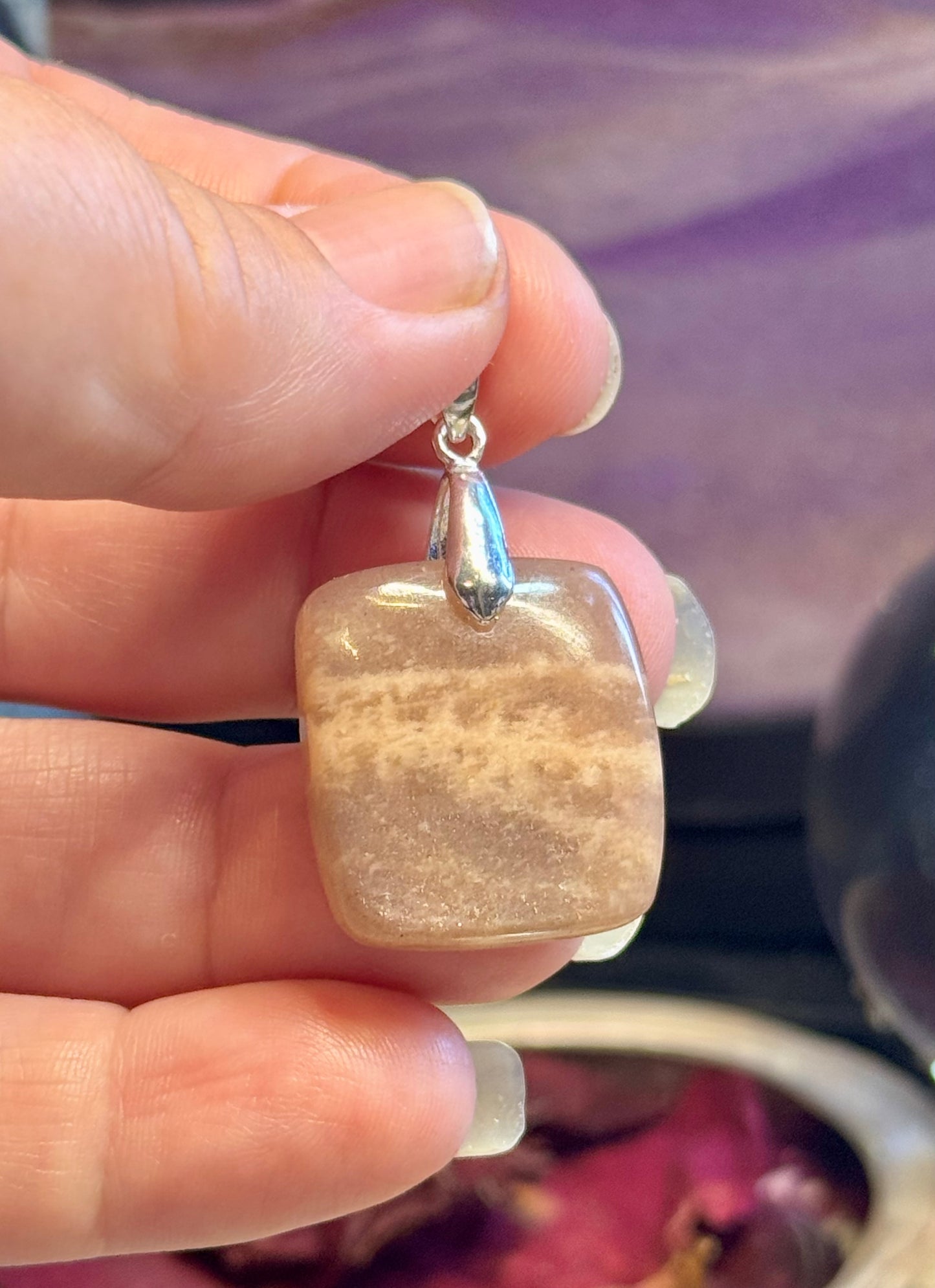 Pendentif de Pierre de lune carré
