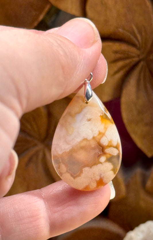 Pendentif goutte d’agate cerise