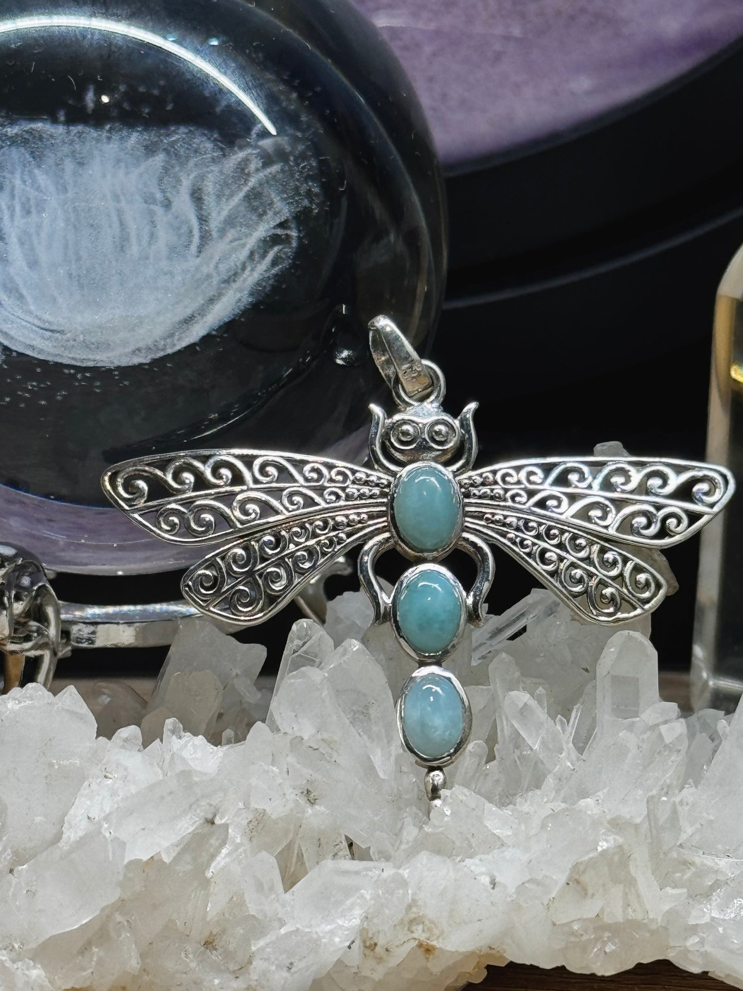 Pendentif papillon Aigue Marine