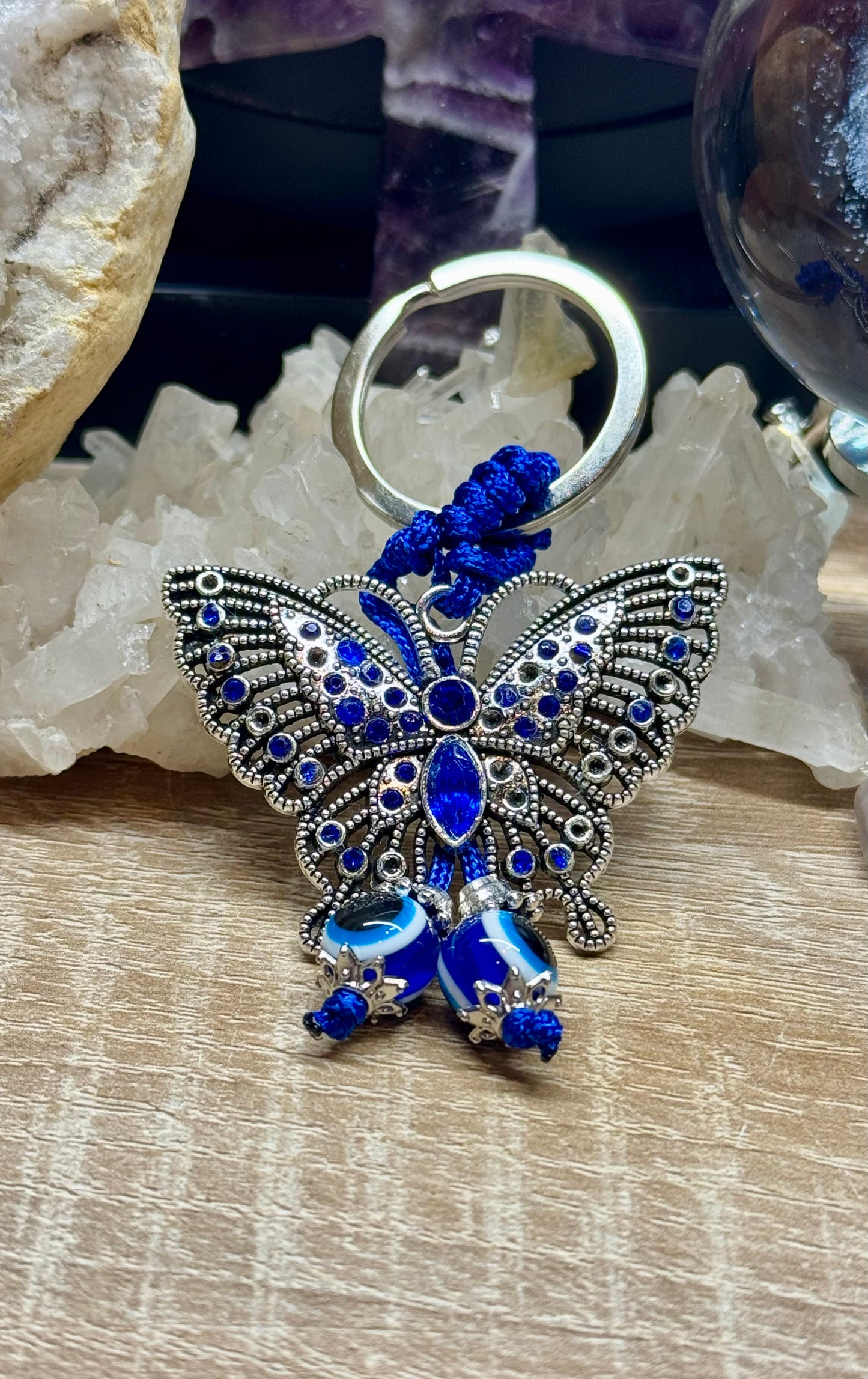 Porte clé Papillon et Oeil de Nazar