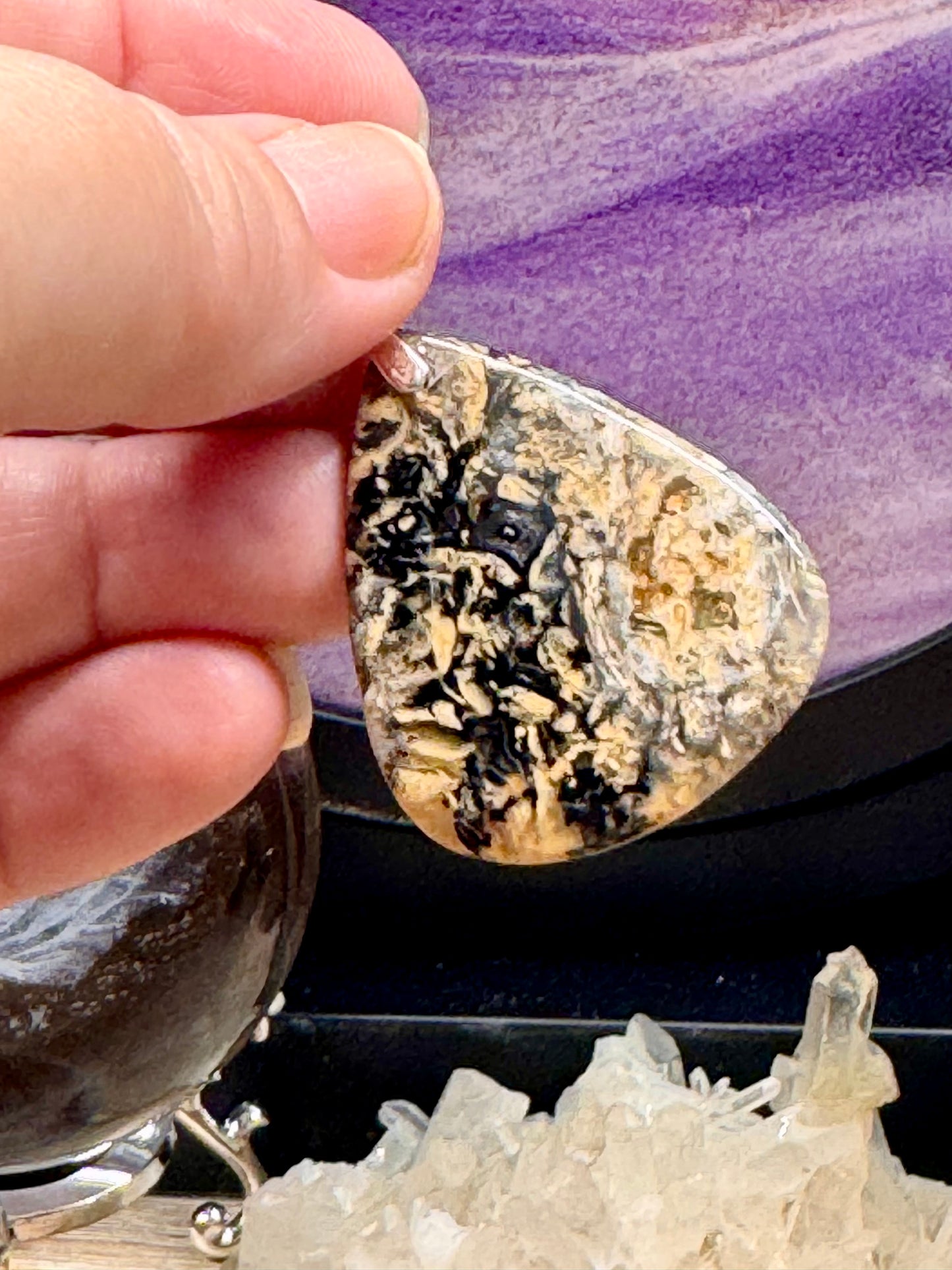 Pendentif d’agate dendrite de tigre