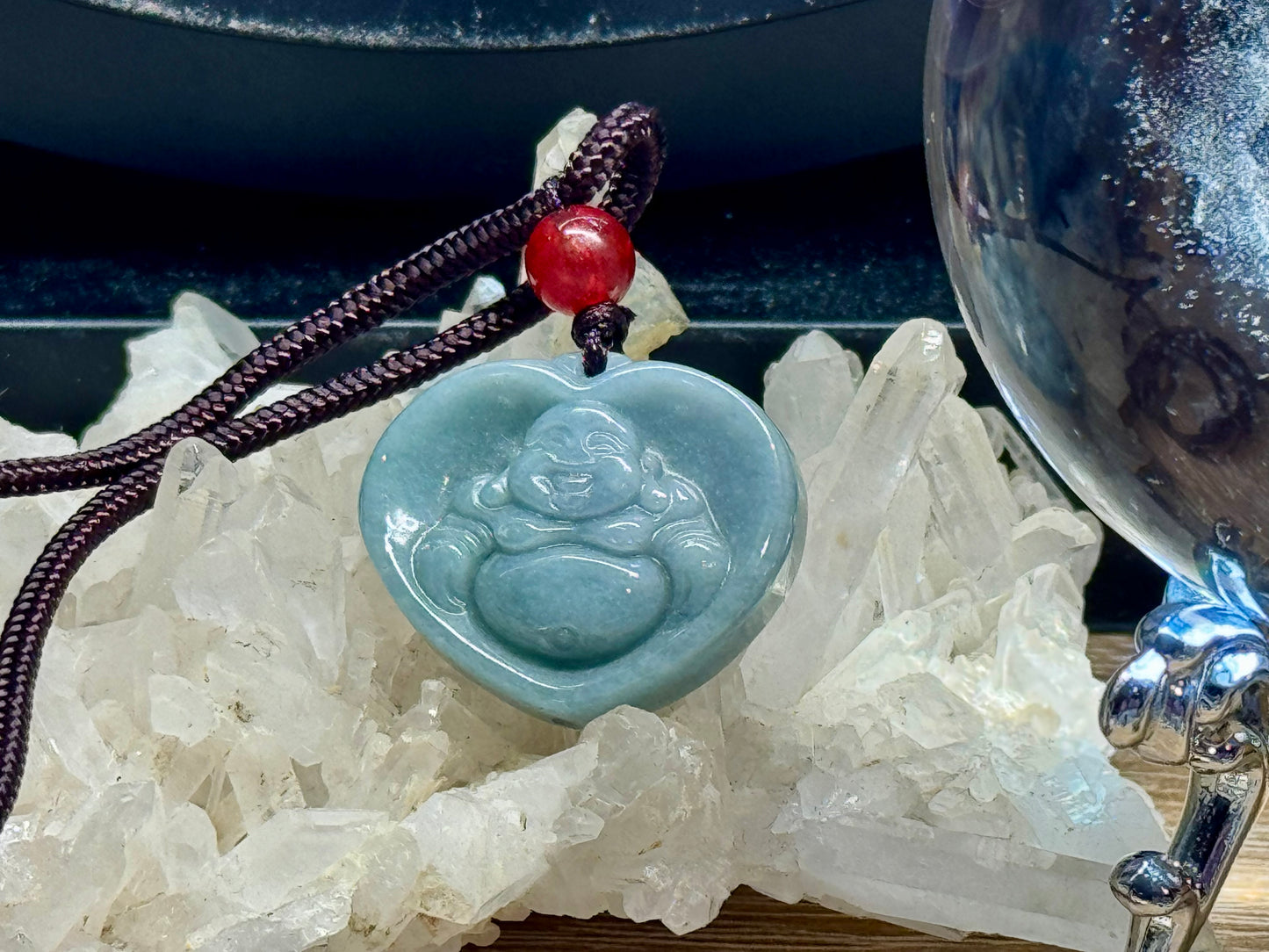 Collier de Jade Bouddha Rieur en cœur