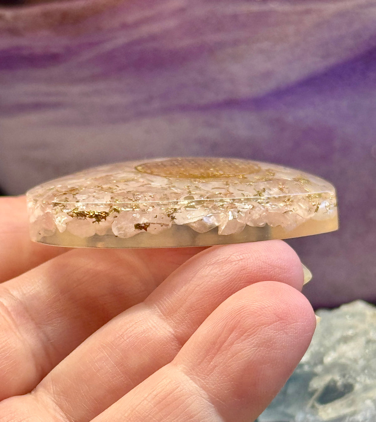 Orgonite Cœur de Quartz Rose