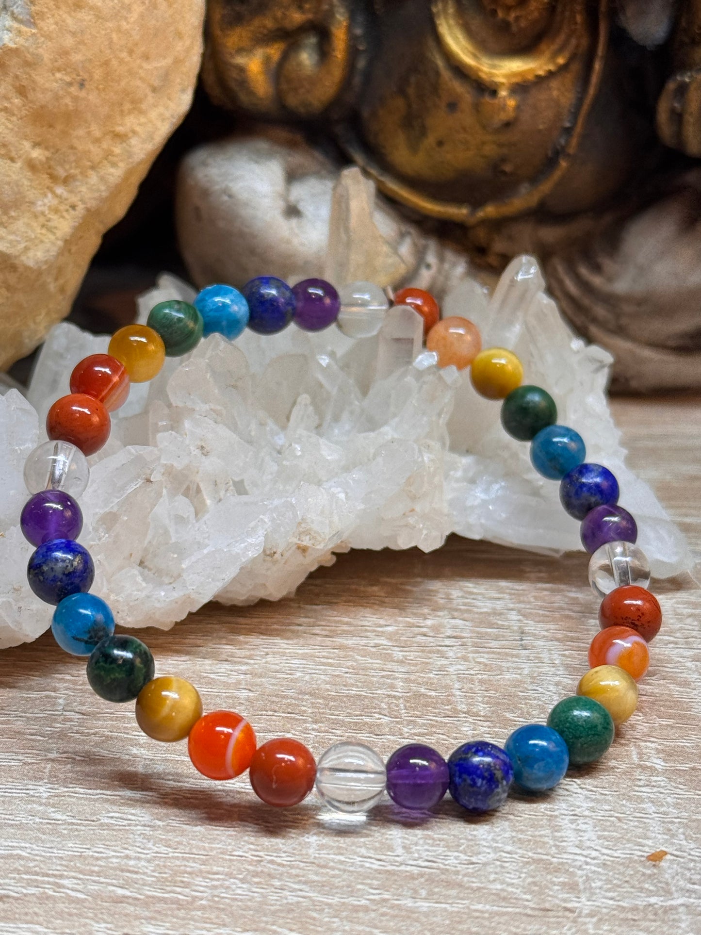 Bracelet 7 chakras perles 6 ou 8mm