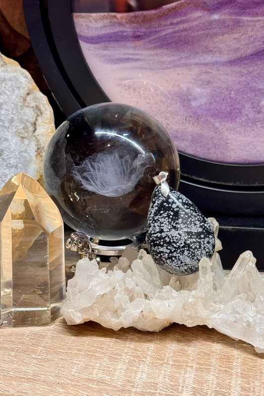 Pendentif d’obsidienne flocon de neige