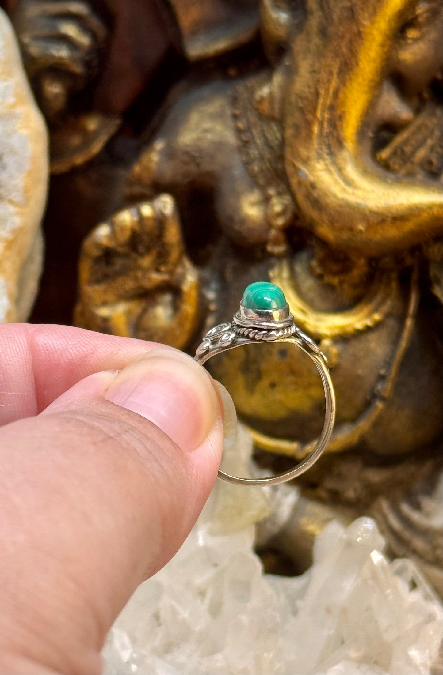 Bague en argent 925 et malachite