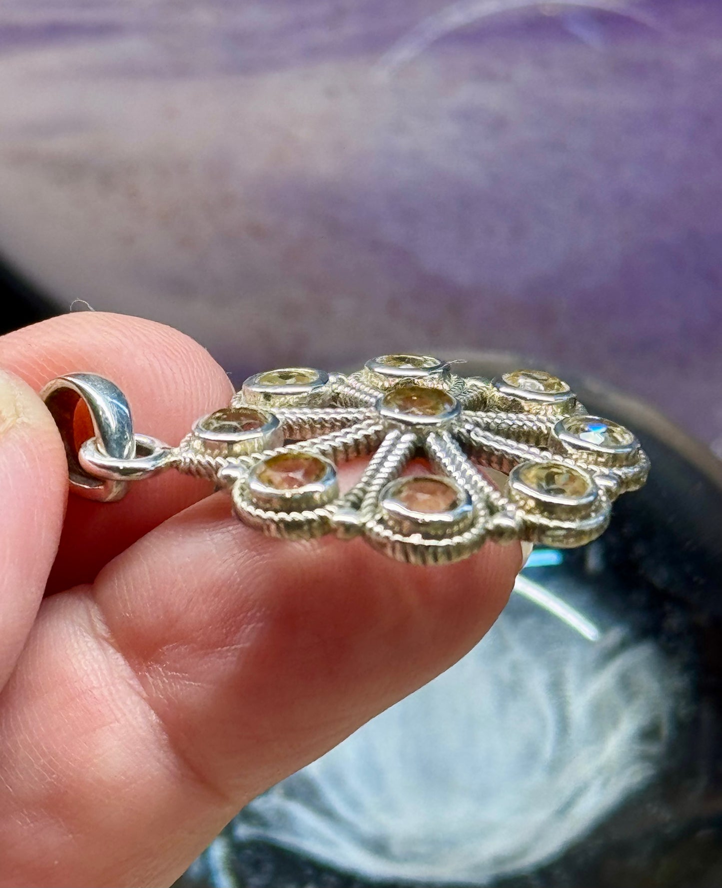Pendentif en argent et citrine